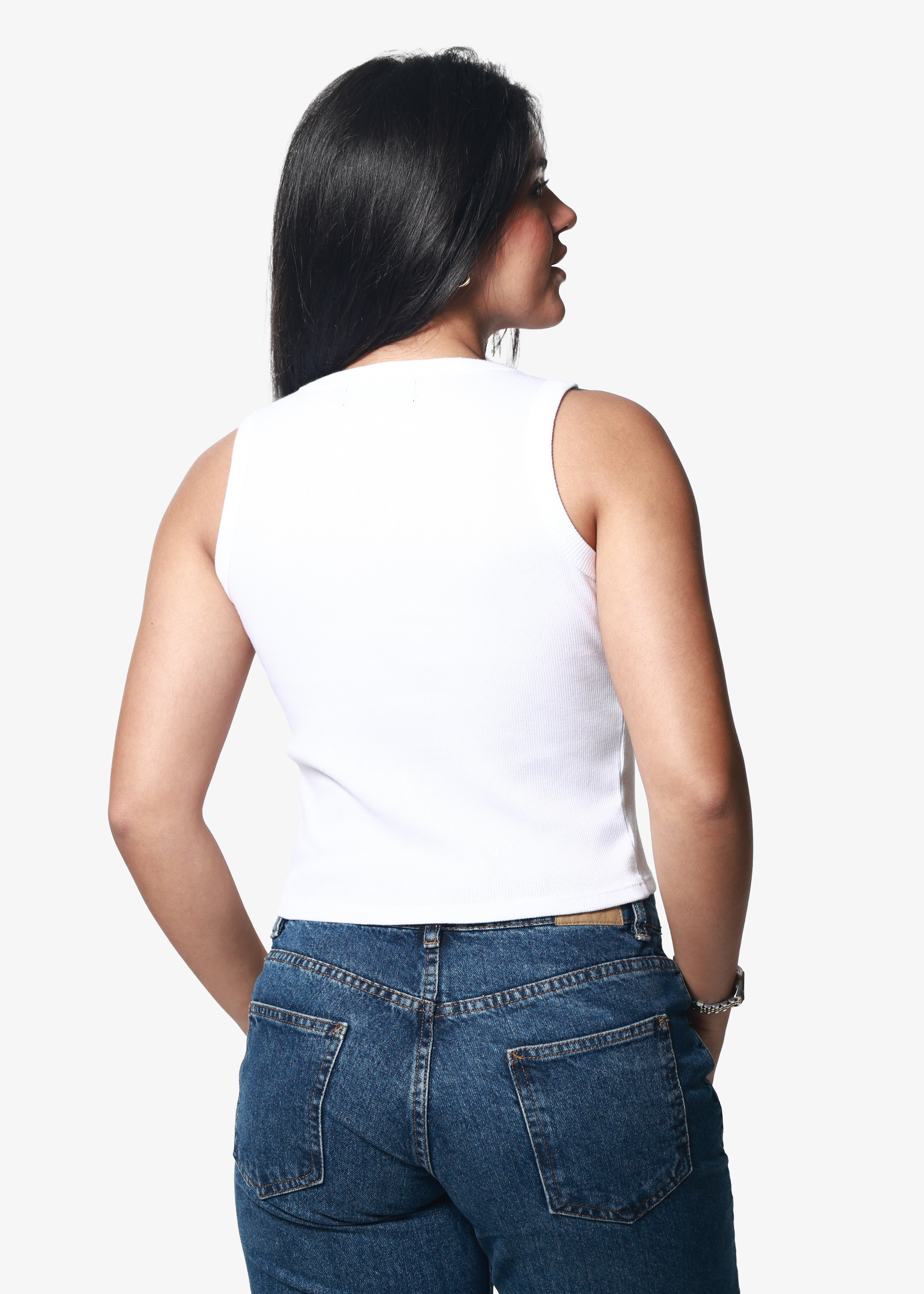 Hootin' Ribbed White Crop Tank