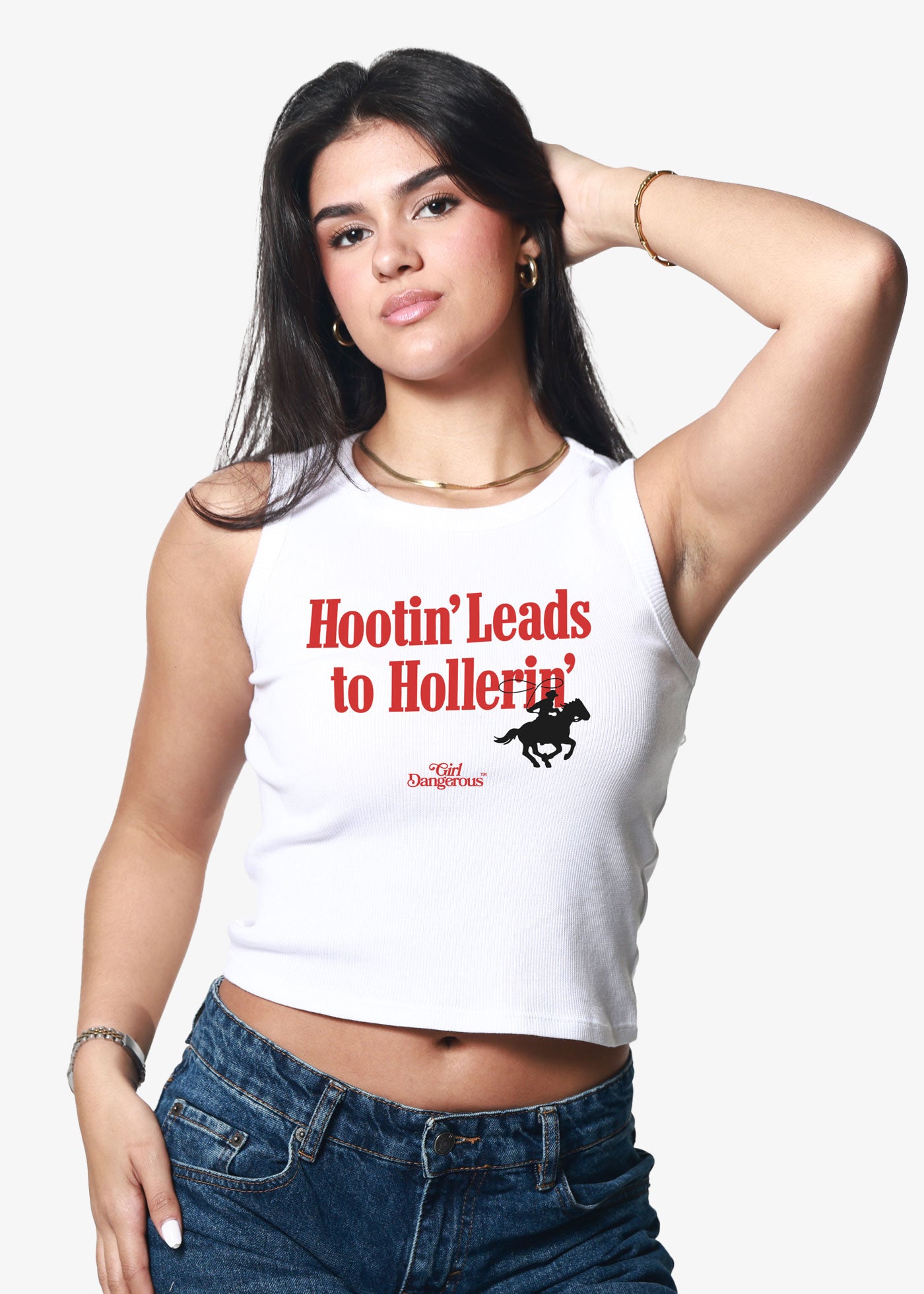Hootin' Ribbed White Crop Tank