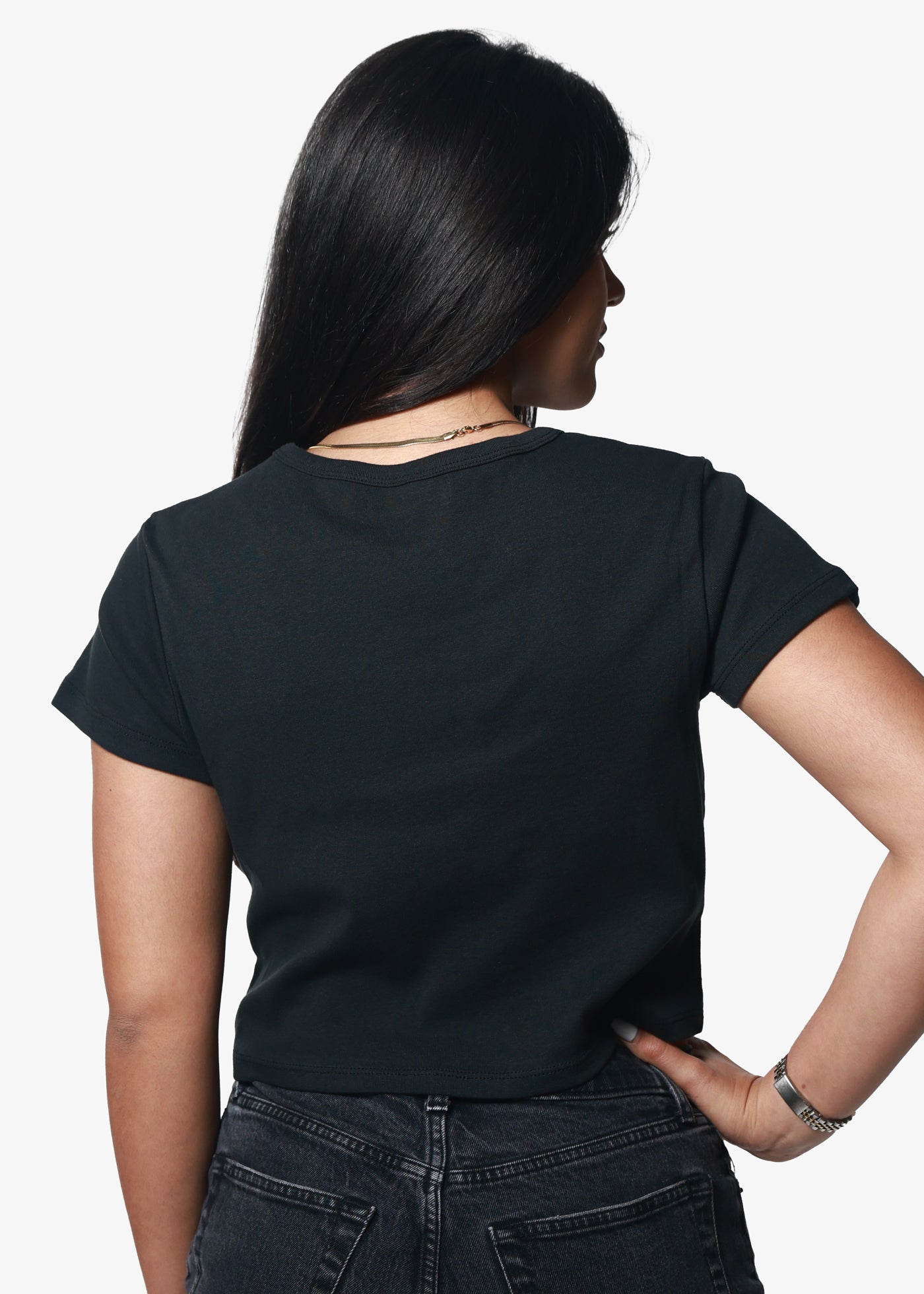 Horseshoe Bow Faded Black Baby Tee