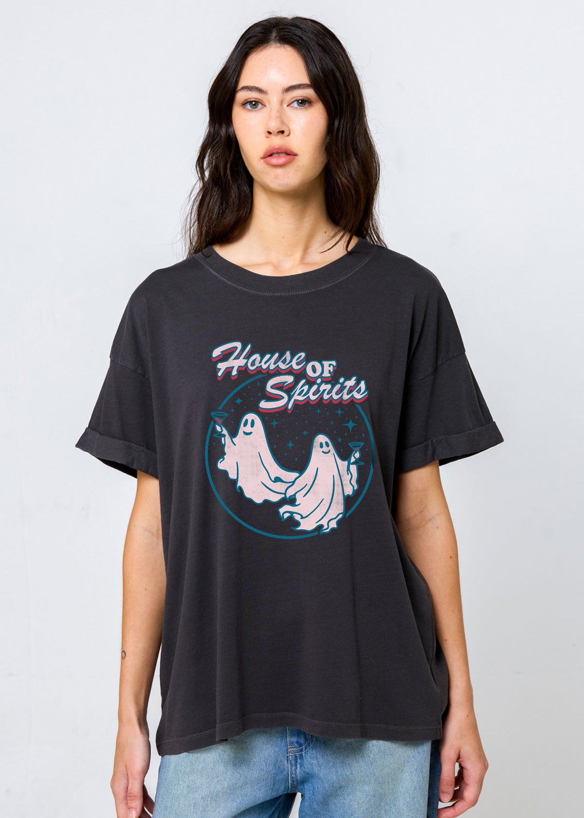 House of Spirits Vintage Black Boyfriend Tee