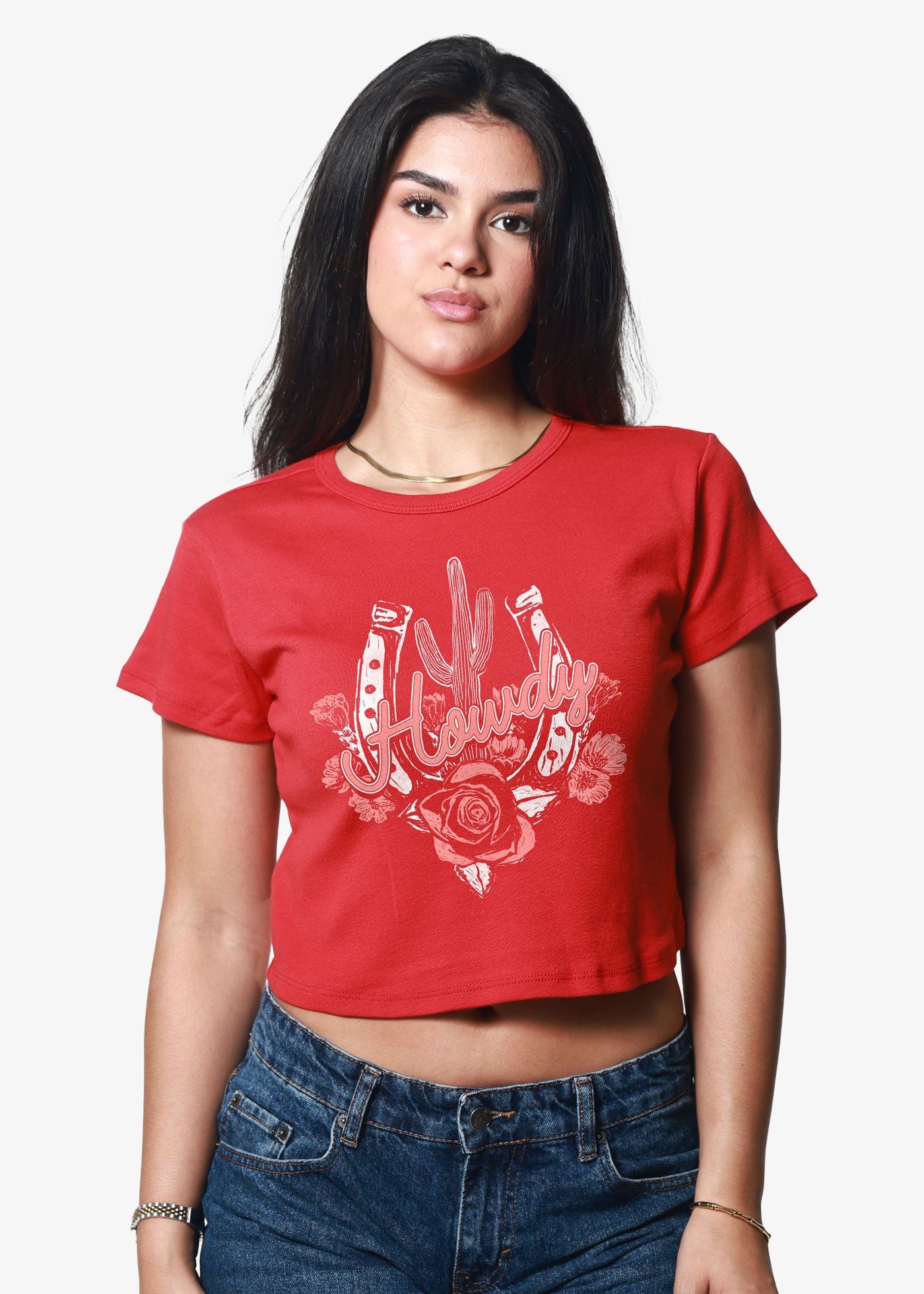 Howdy Horseshoe Red Baby Tee