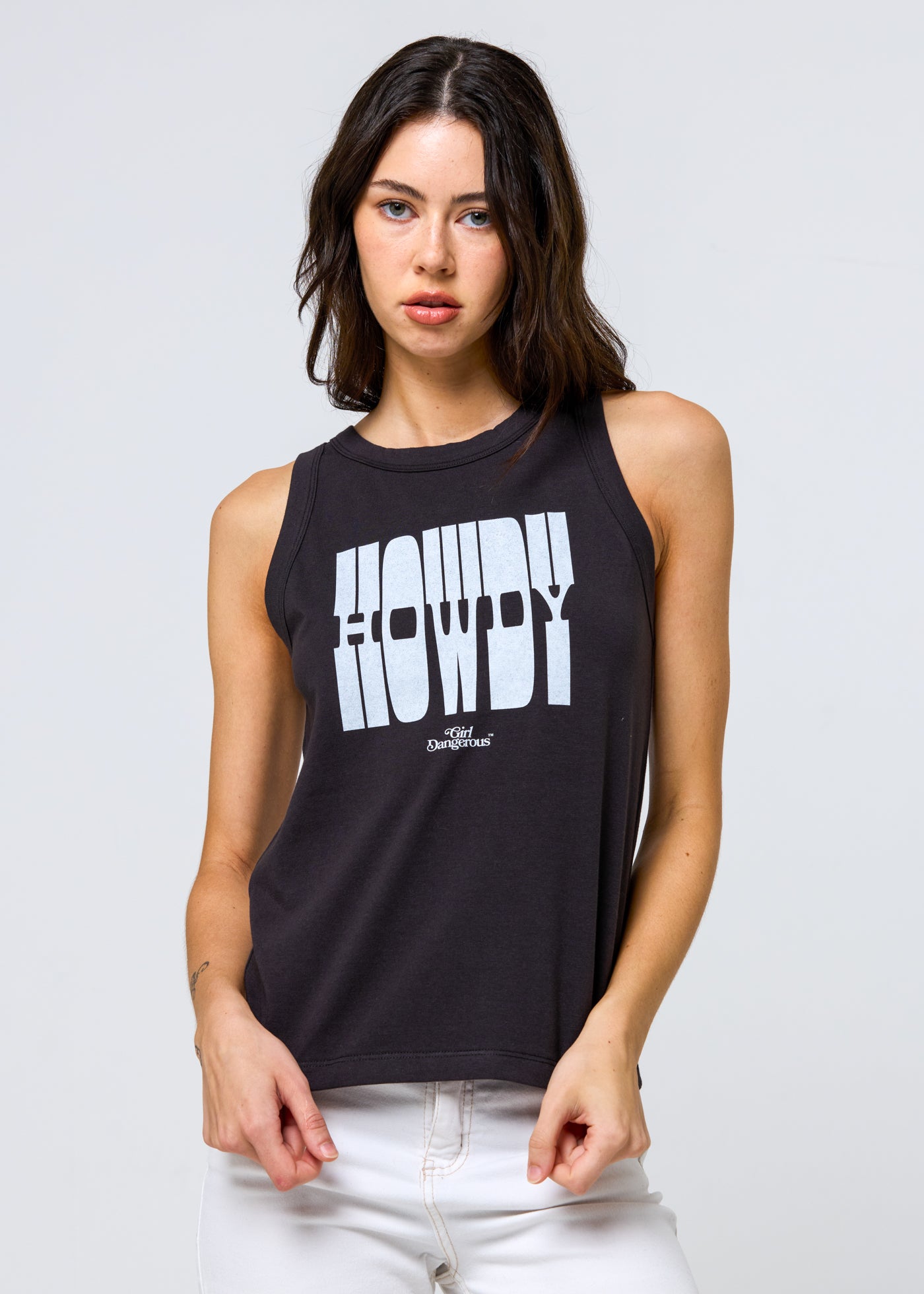 Howdy Black High Neck Tank