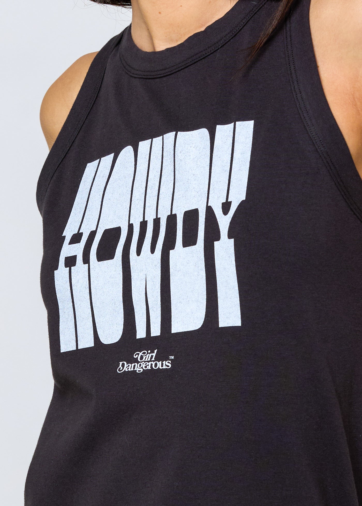Howdy Black High Neck Tank