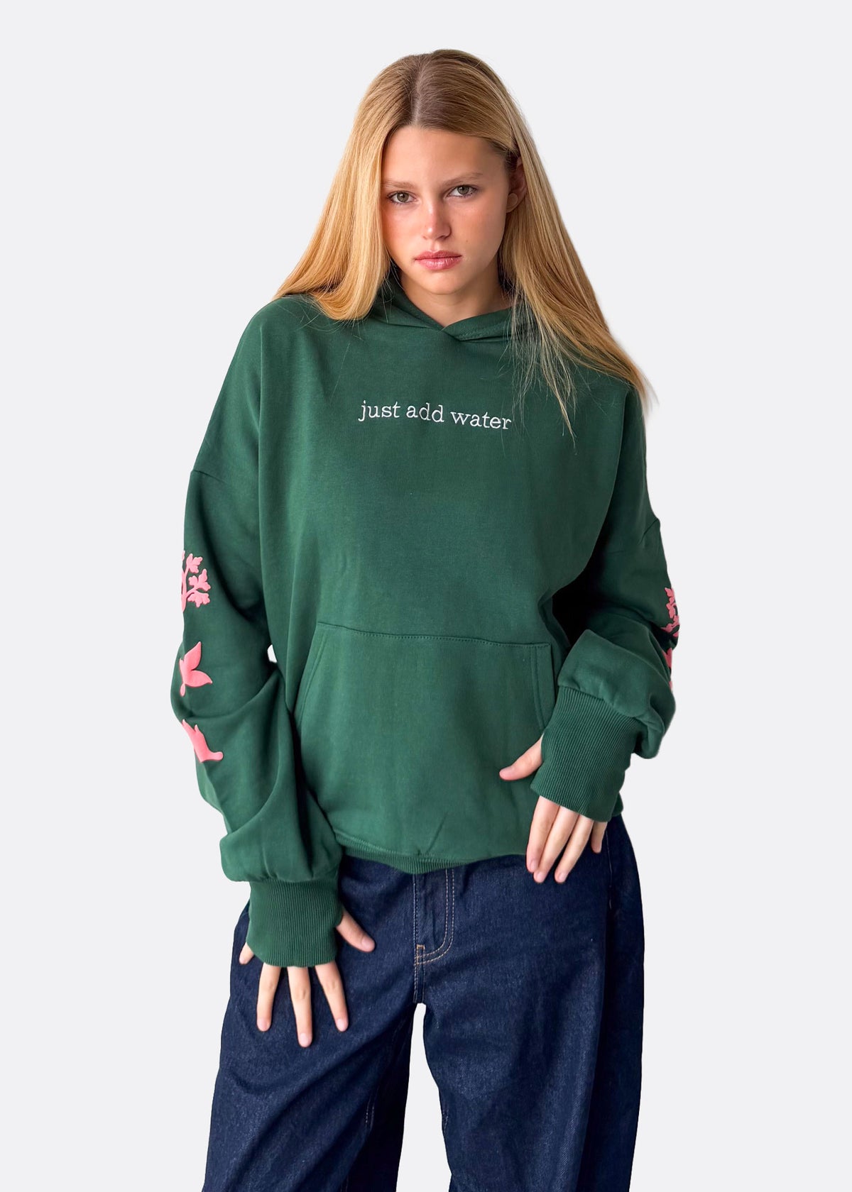 Just Add Water Organic Jade Green Oversized Hoodie