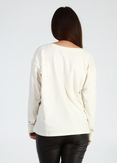 Keep It Cool Cowboy Off White Long Sleeve Crewneck Tee