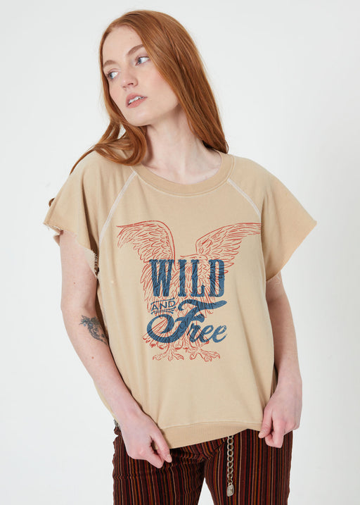 Wild and Free Eagle Sand Varsity Short Sleeve Sweatshirt
