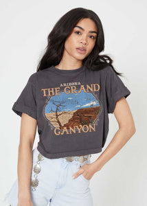 Grand Canyon Frame Vintage Black Cropped Boyfriend Tee