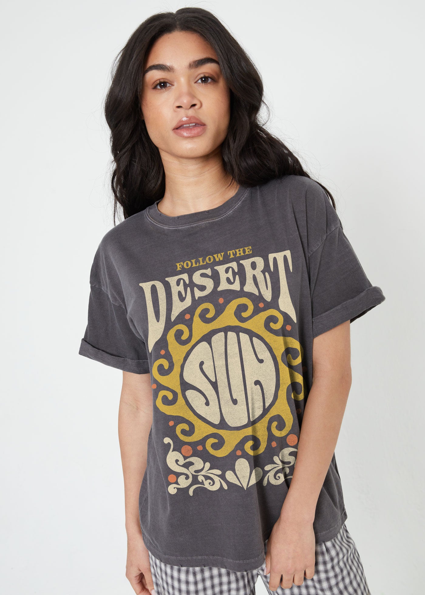 Follow the Desert Sun Black Boyfriend Tee