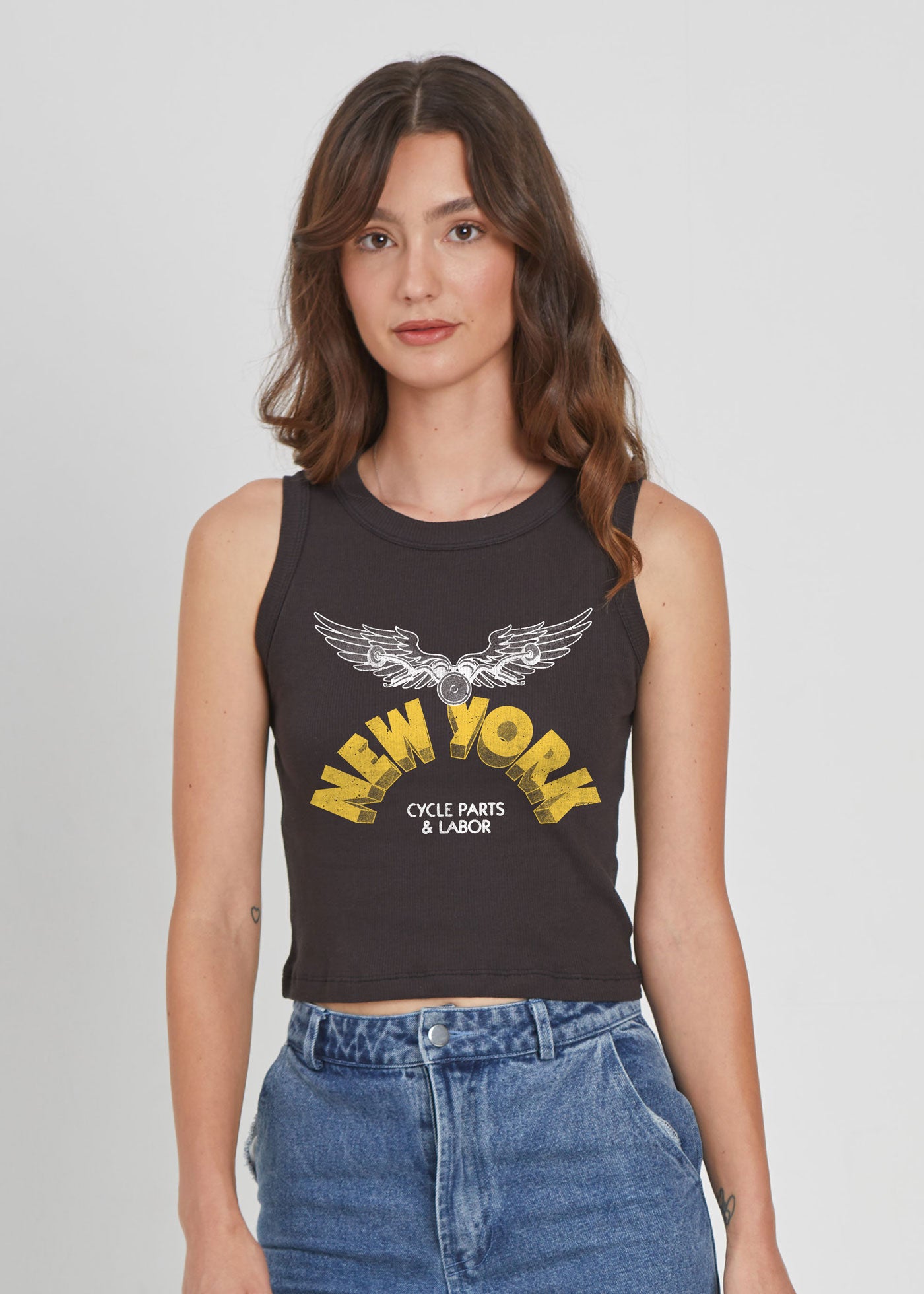 NY Cycle Ribbed Cropped Tank