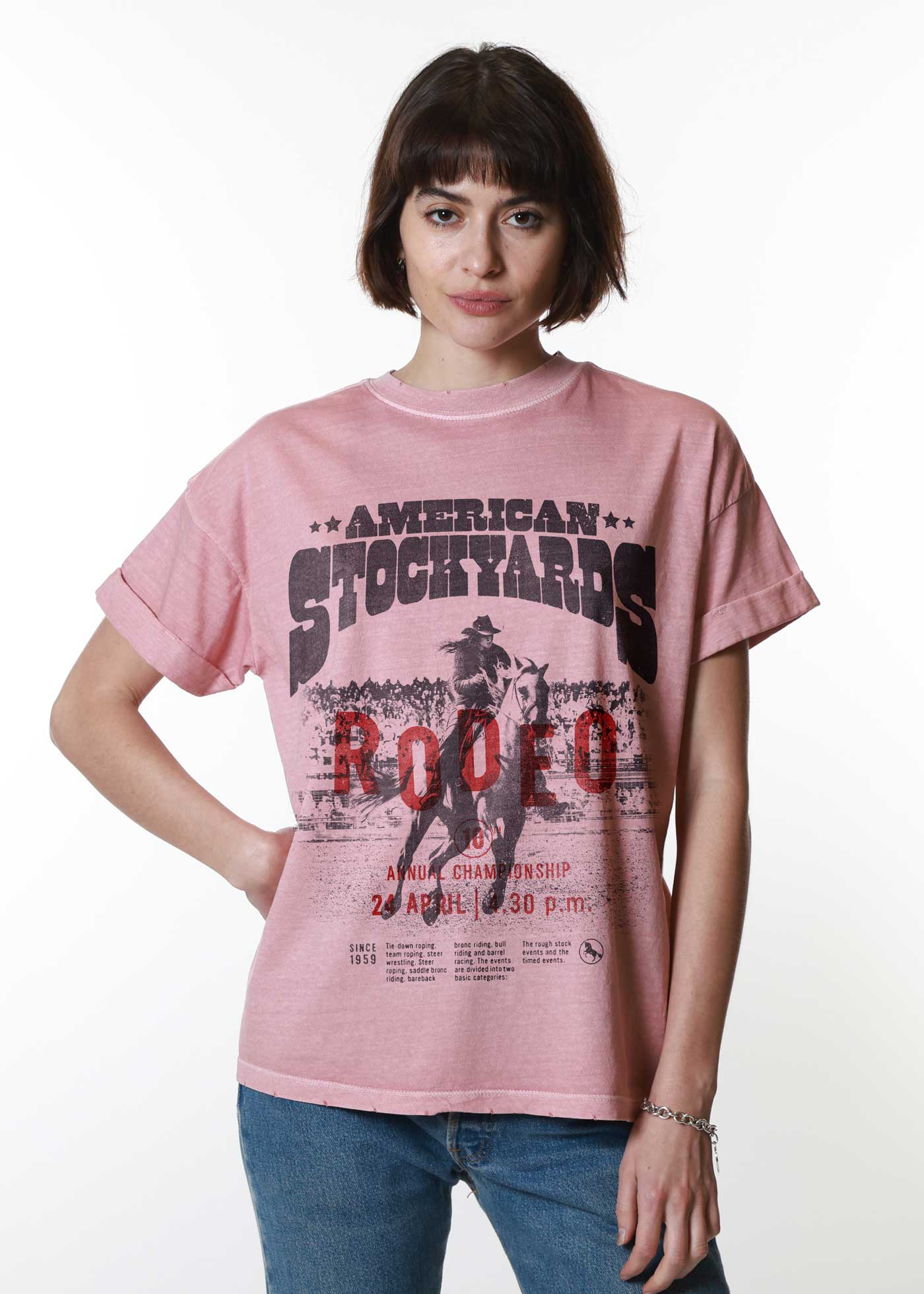 American Stockyards Dusty Pink Boyfriend Tee