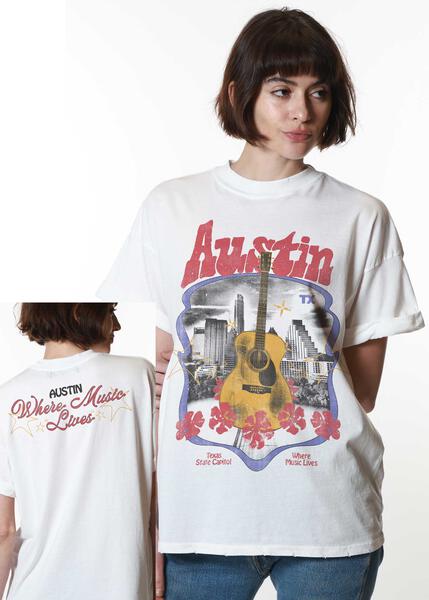 Austin Vintage White Boyfriend Tee