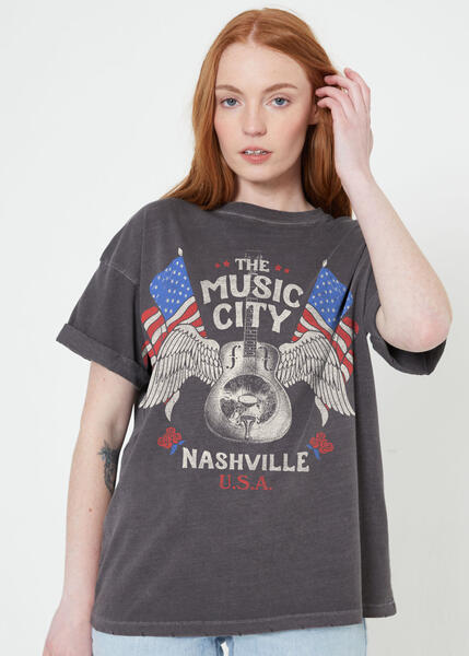 Music City Vintage Black Boyfriend Tee