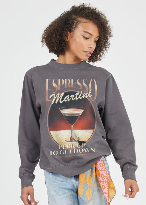 Espresso Martini Vintage Black Oversized Crewneck