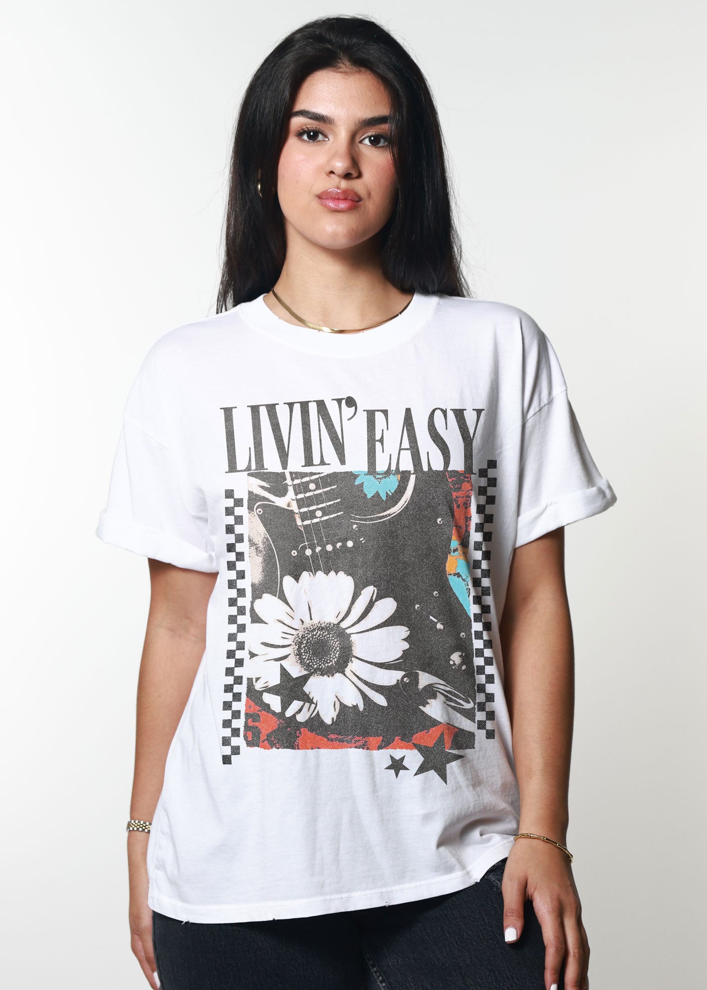 Livin Easy Vintage White Boyfriend Tee