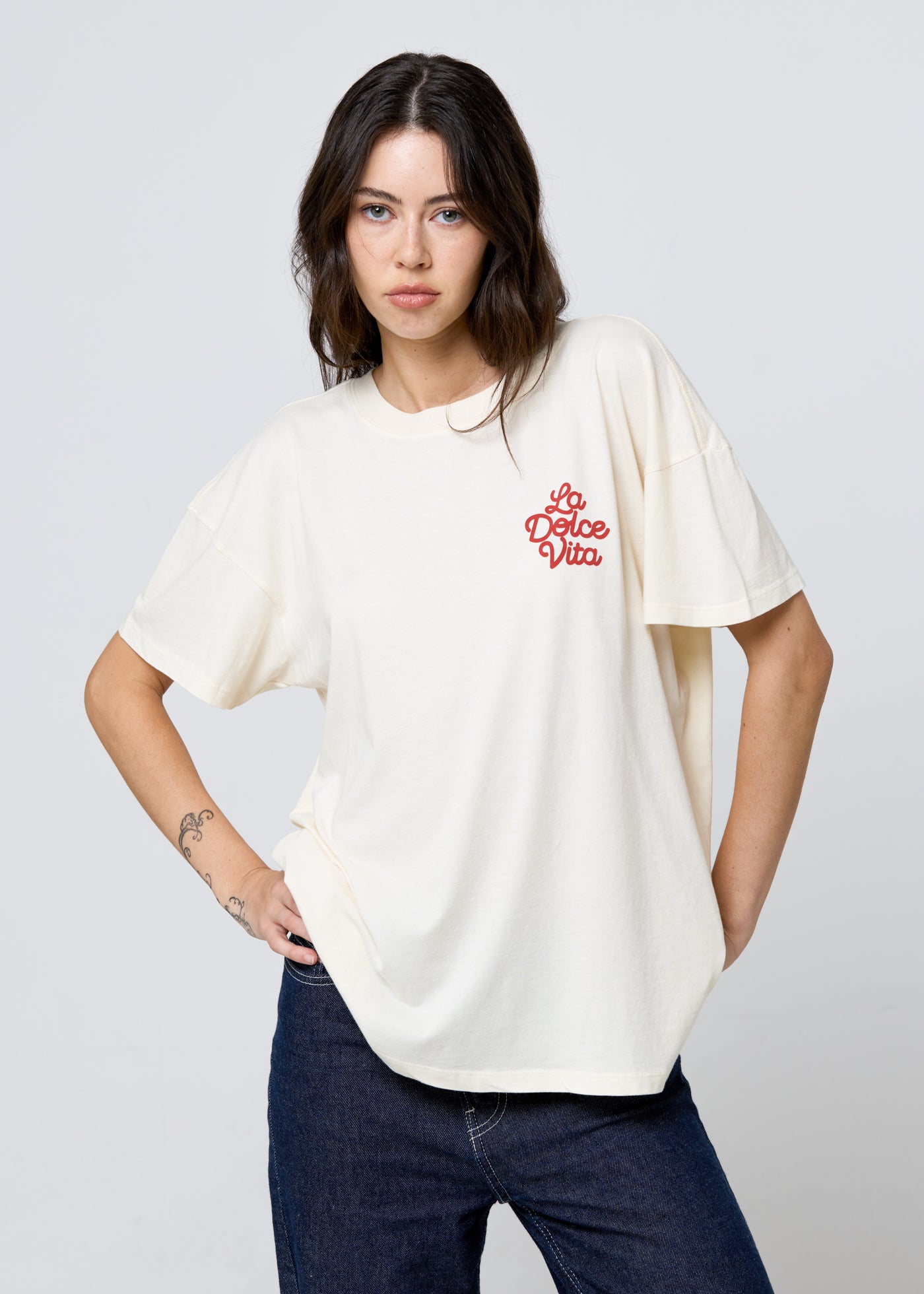 La Dolce Vita Off White Oversized Tee