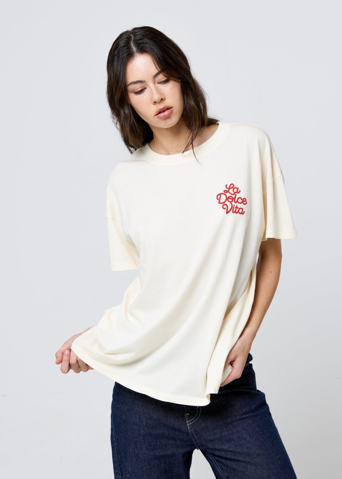 La Dolce Vita Off White Oversized Tee
