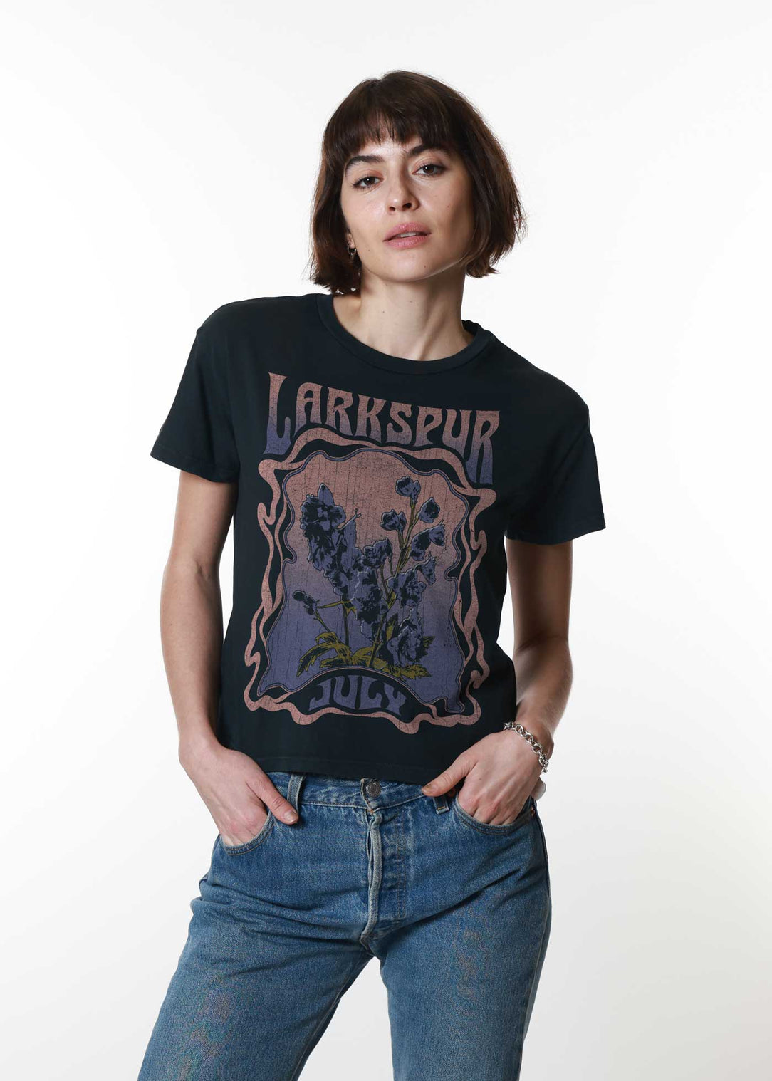 July Larkspur Psychedelic Black Classic Tee