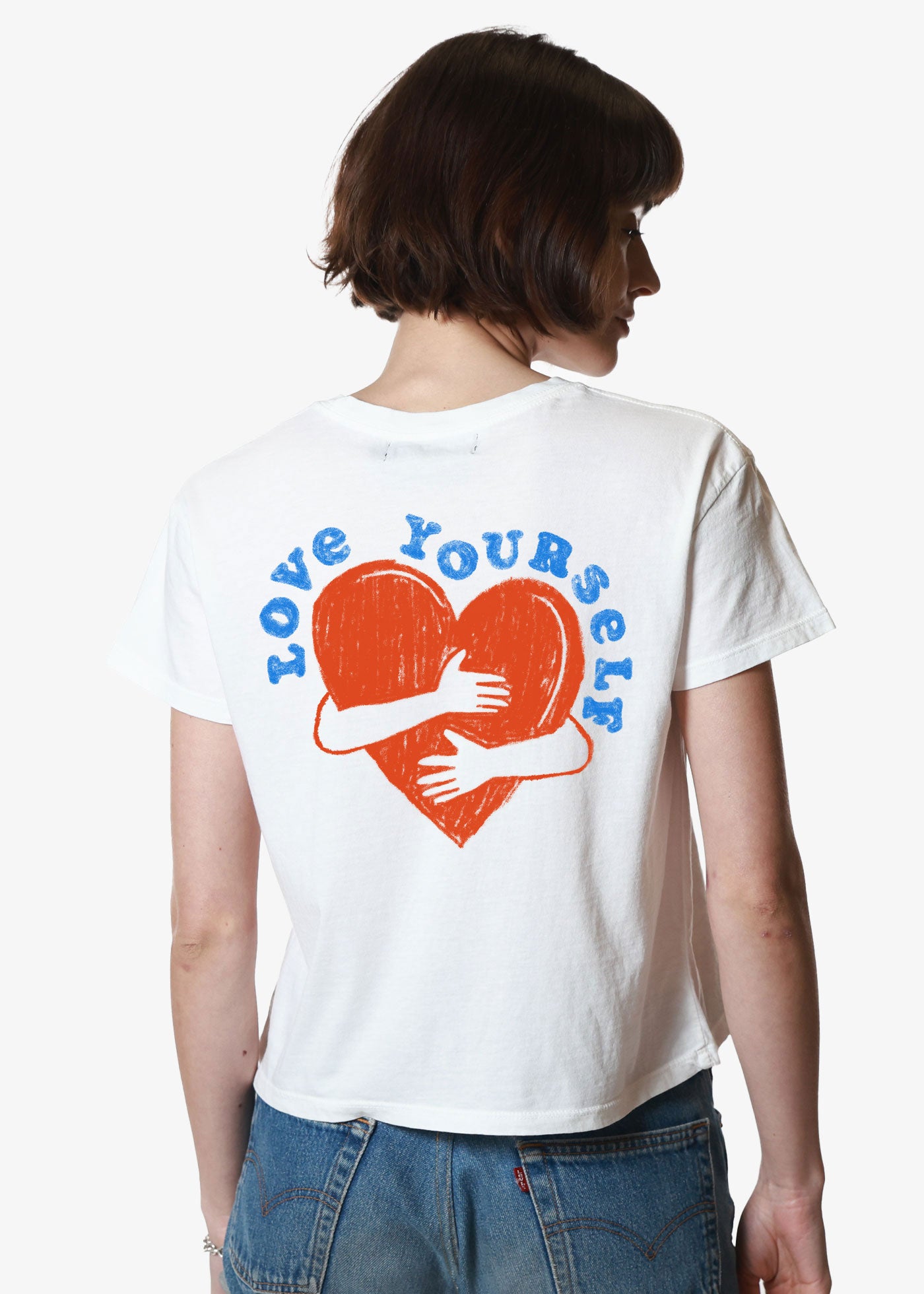 Love Yourself Vintage White Boyfriend SS