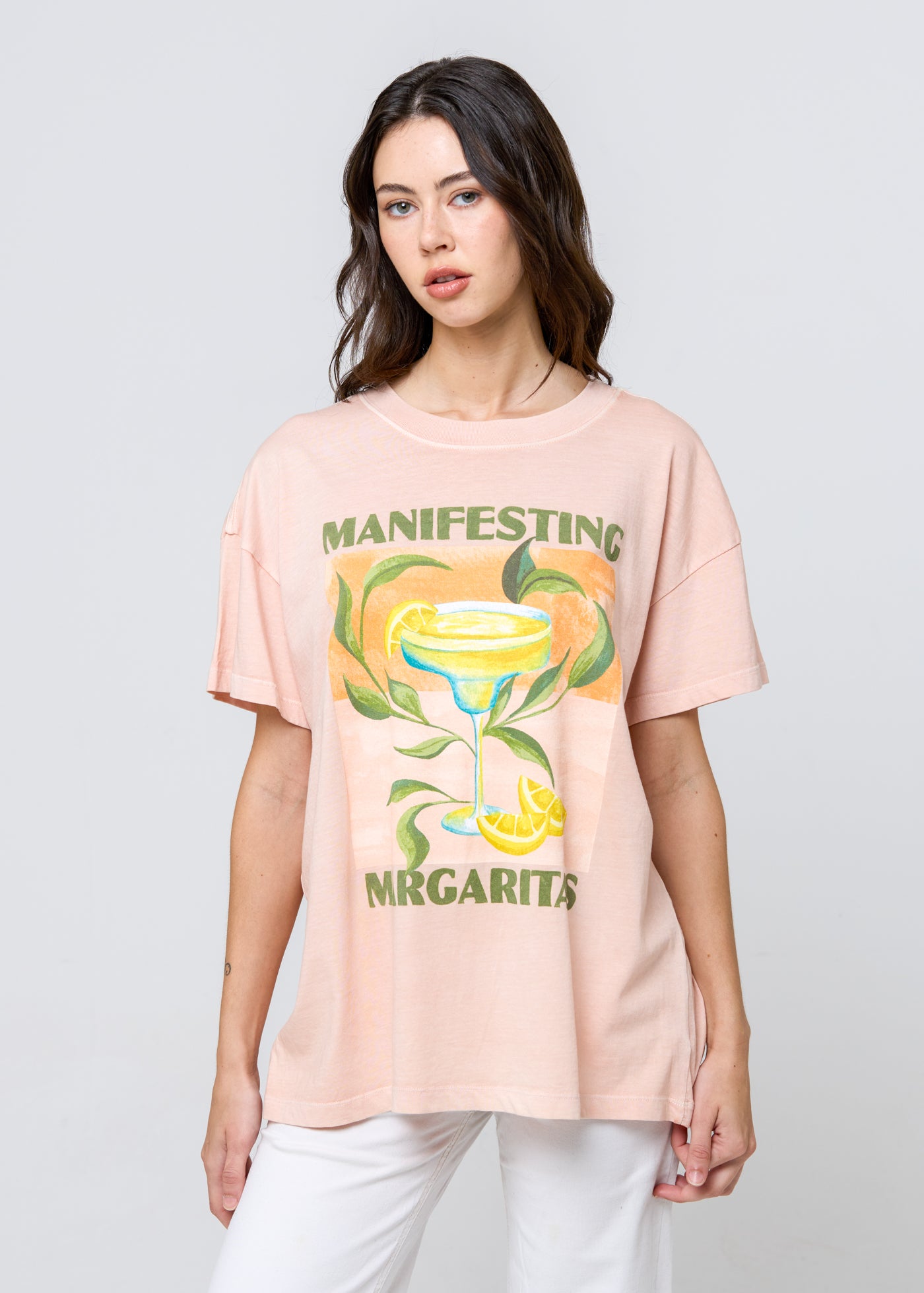 Manifesting Margaritas Light Peach Oversized Tee