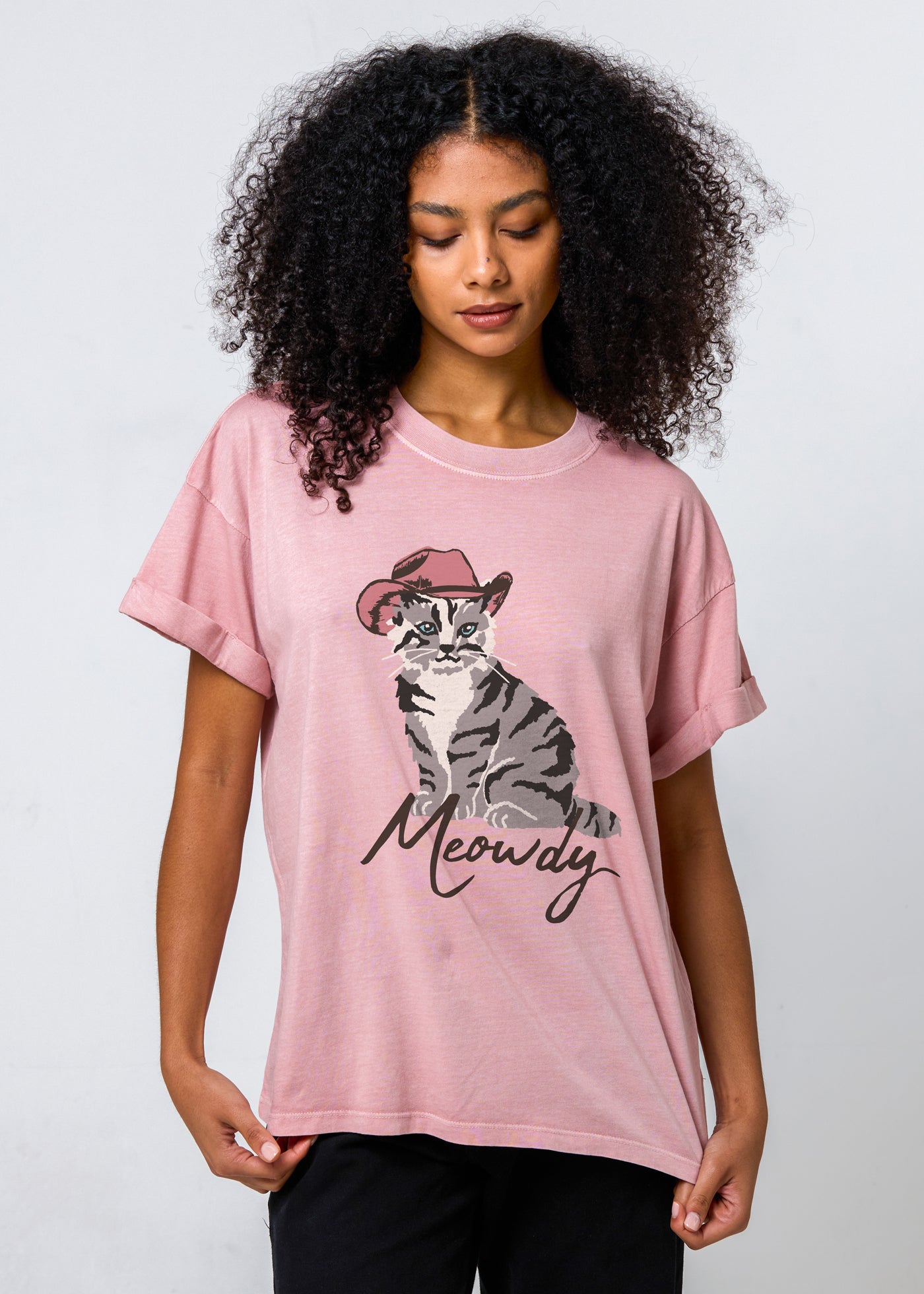 Meowdy Dusty Pink Boyfriend Tee