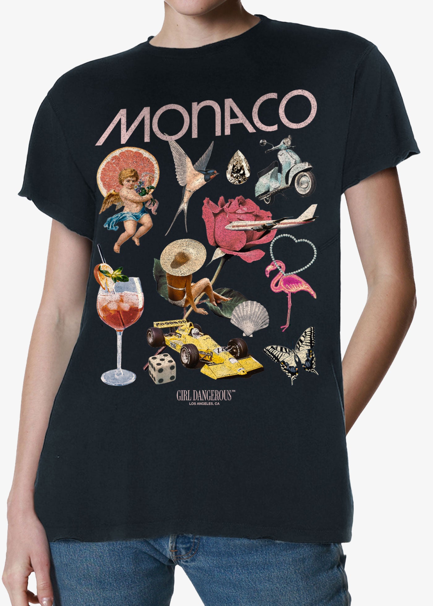 Monaco Collage Faded Black Vintage Tee