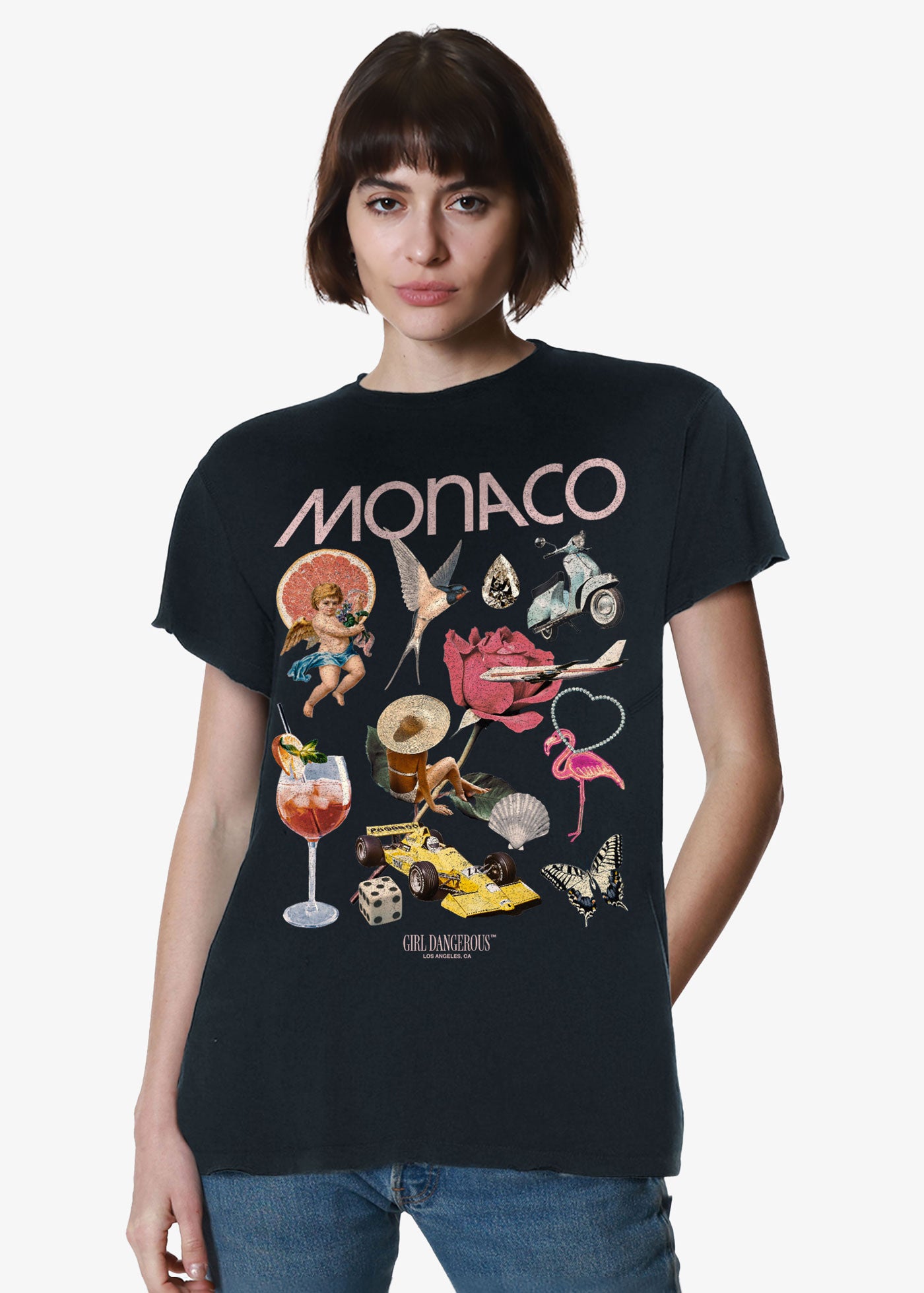 Monaco Collage Faded Black Vintage Tee