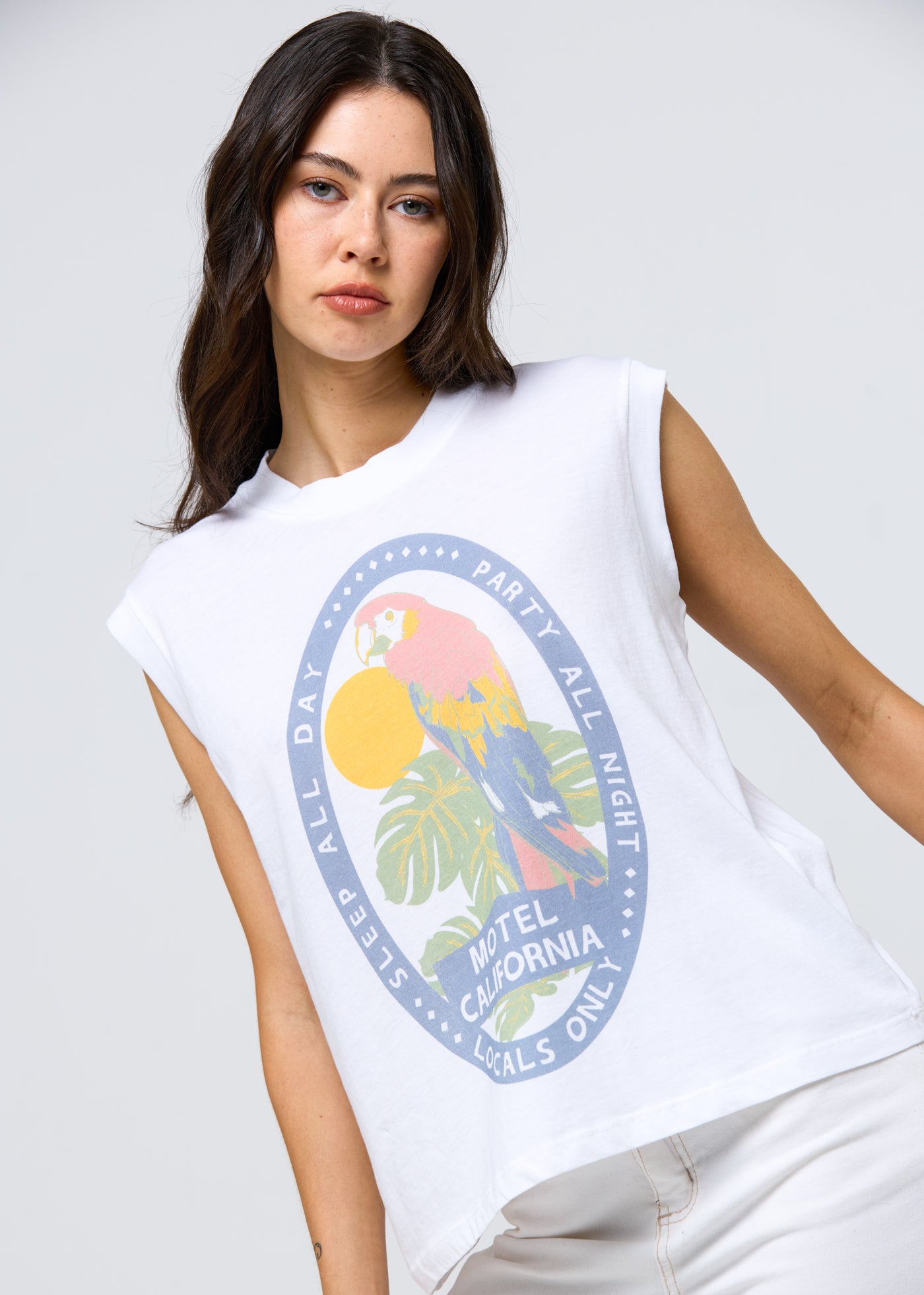 Motel California Vintage White Moto Tee