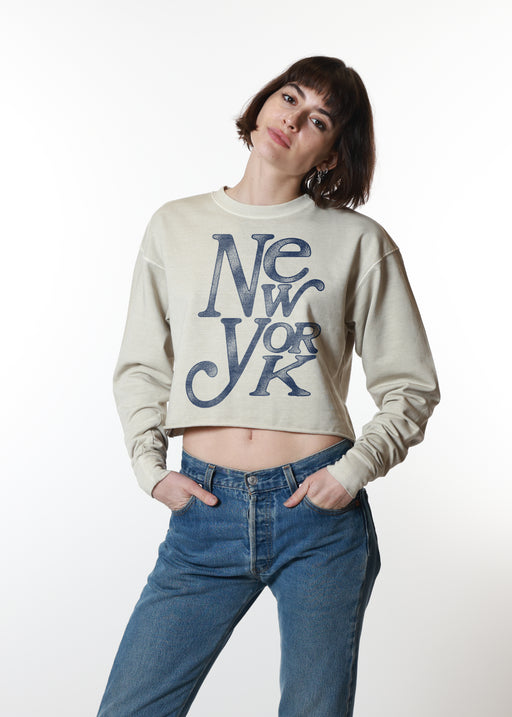 New York Type Taupe Cropped Sweatshirt