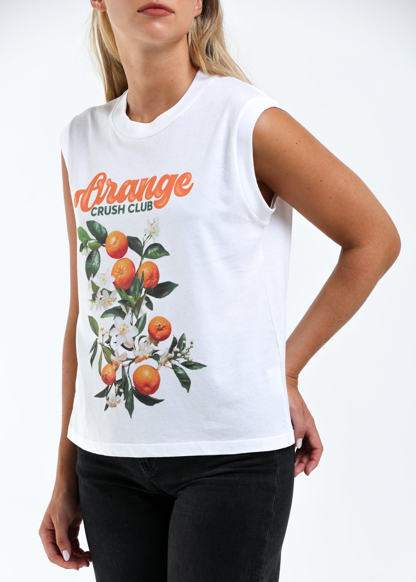 Orange Crush Club Vintage White Moto Tee