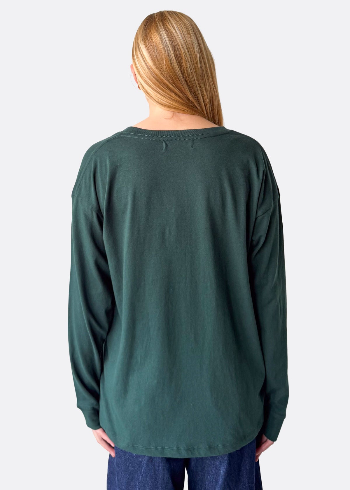 Organic Jade Green Long Sleeve Crewneck Tee
