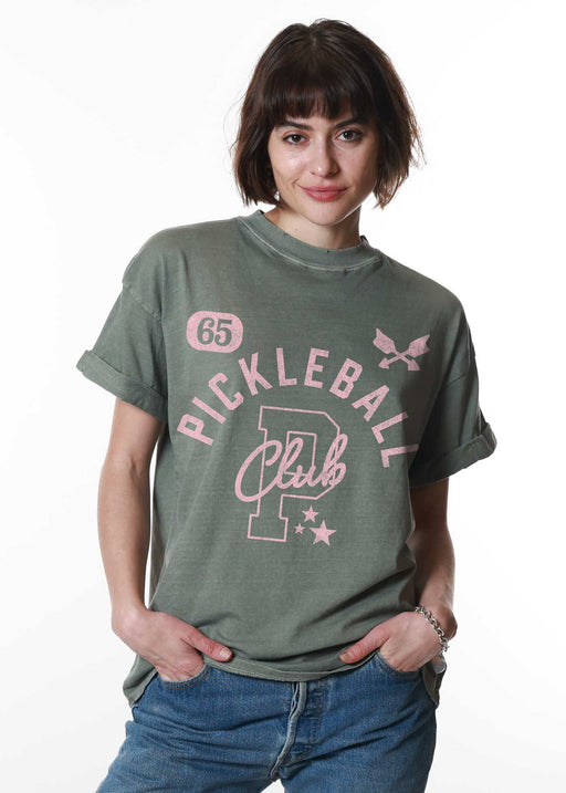 Pickleball Club Army Green Boyfriend Tee