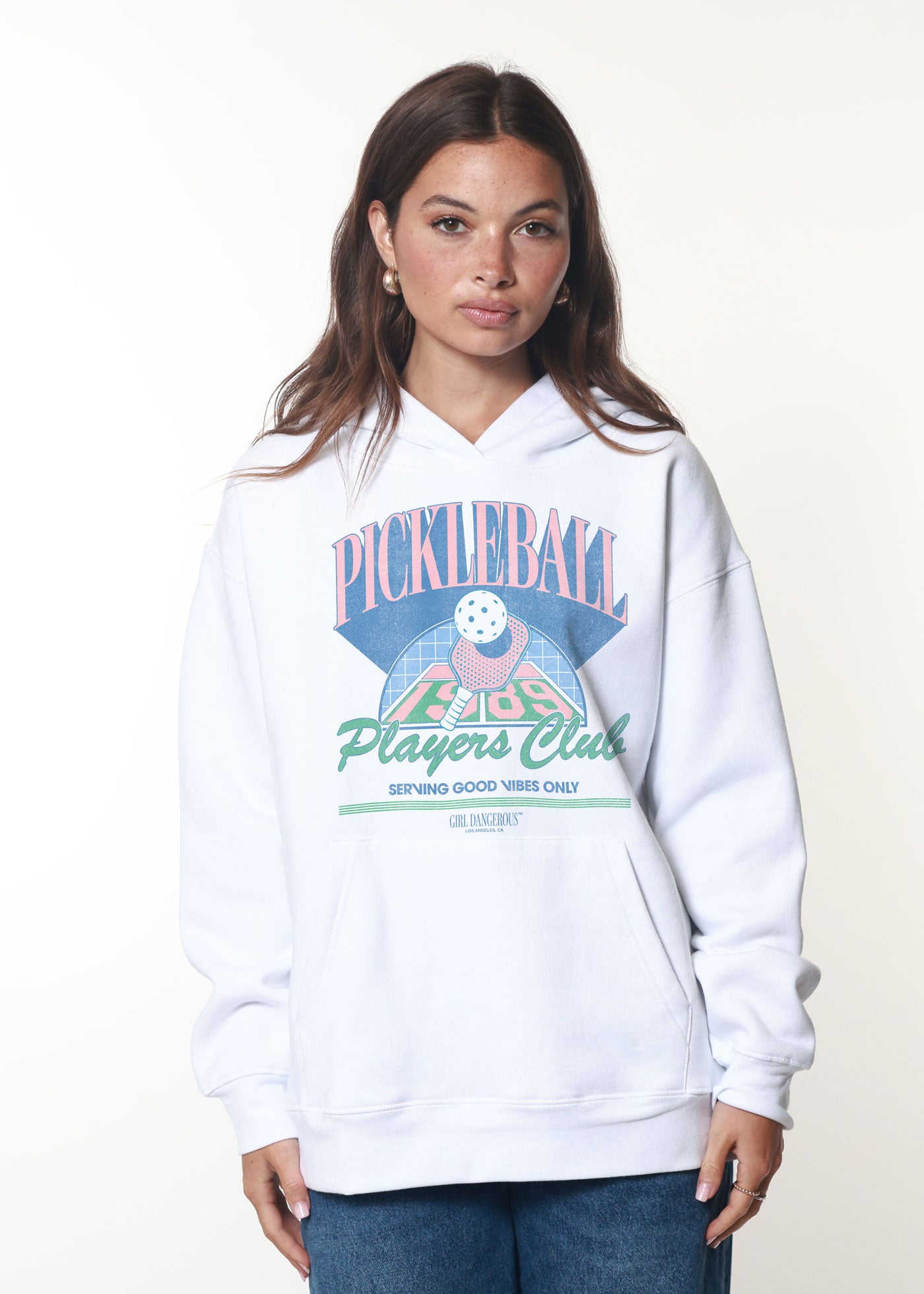 Pickleball Players Club White Oversized Hoodie