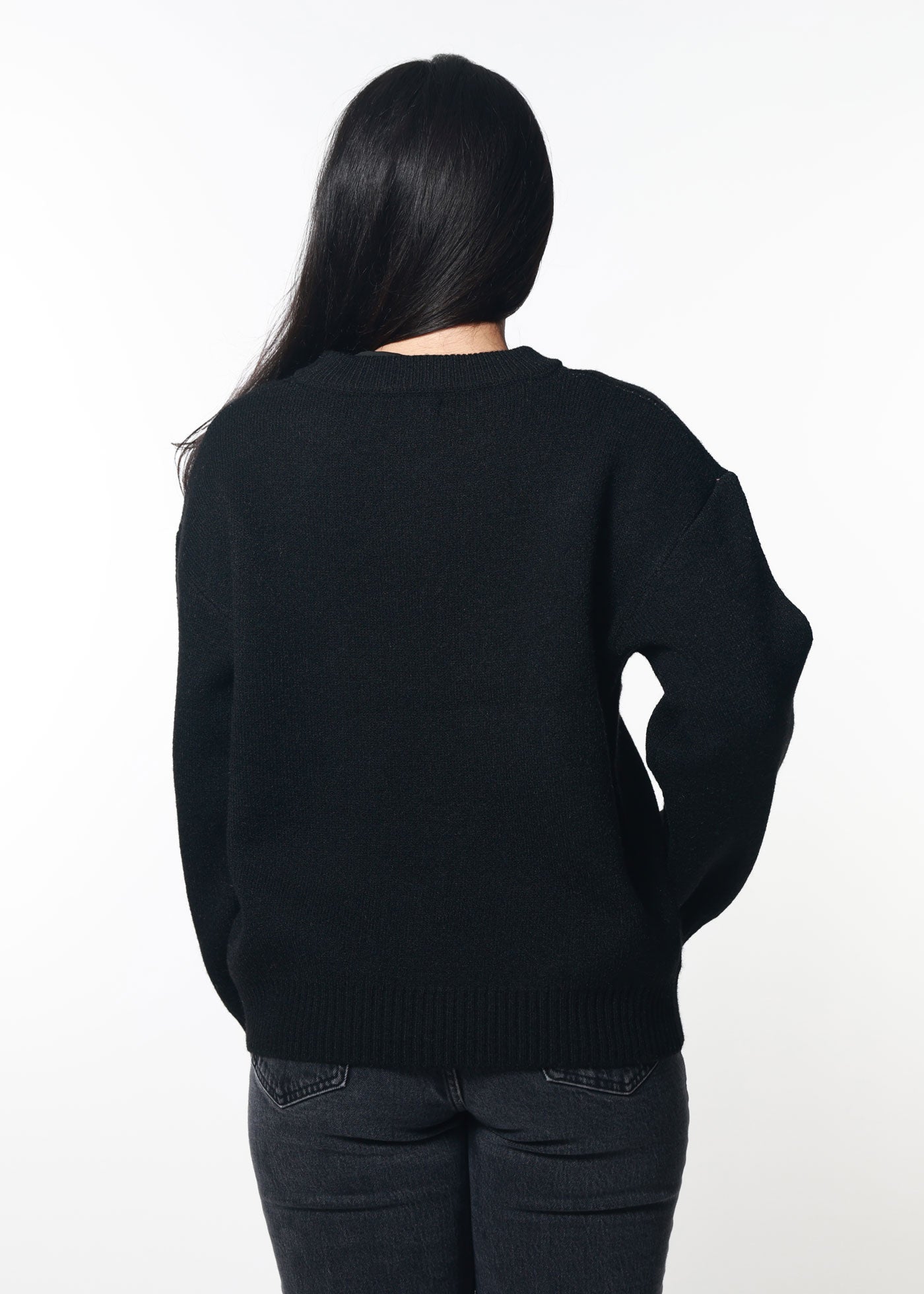 Bow Black Oversized Sweater