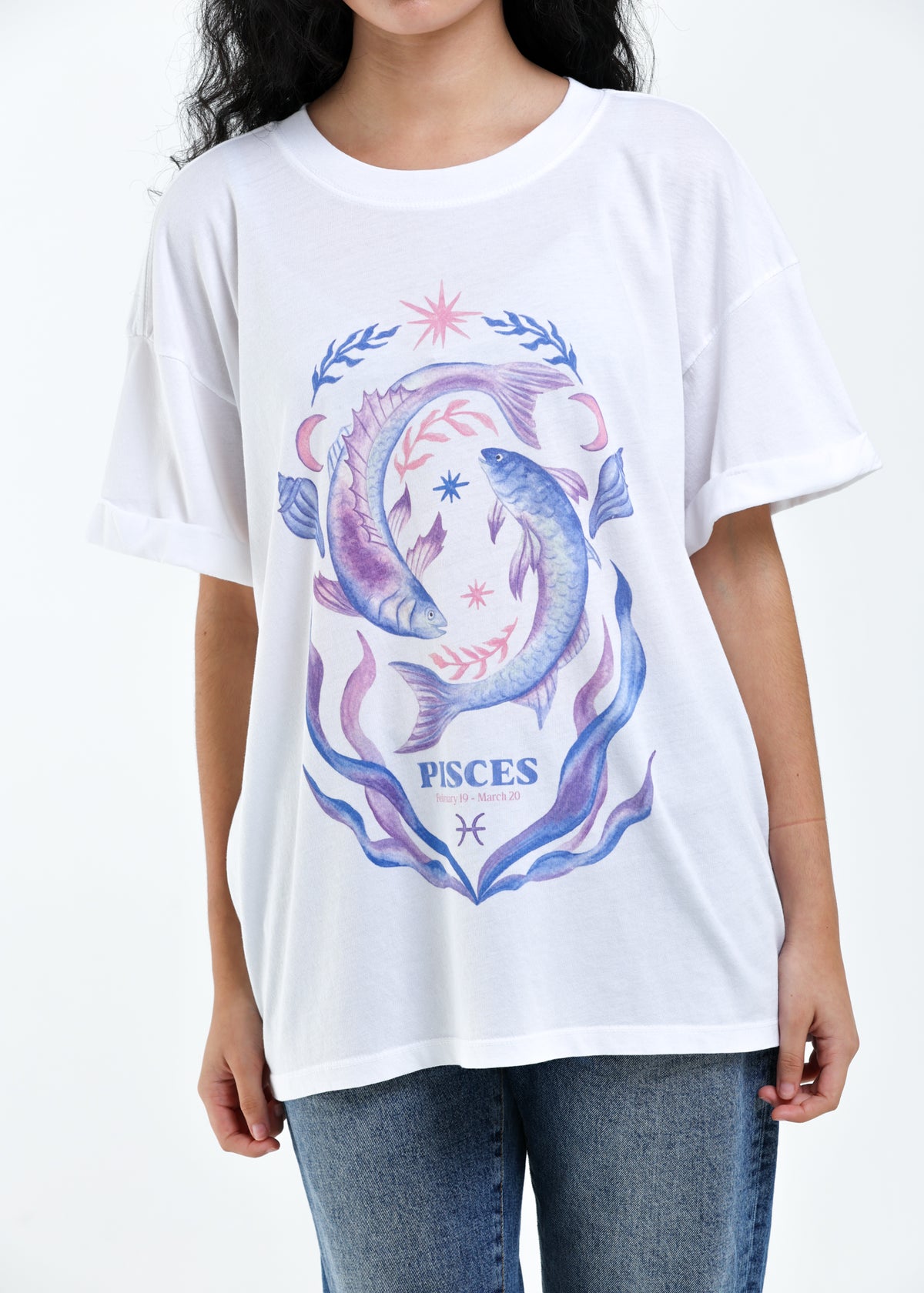 Pisces Cosmic Zodiac Vintage Boyfriend Tee