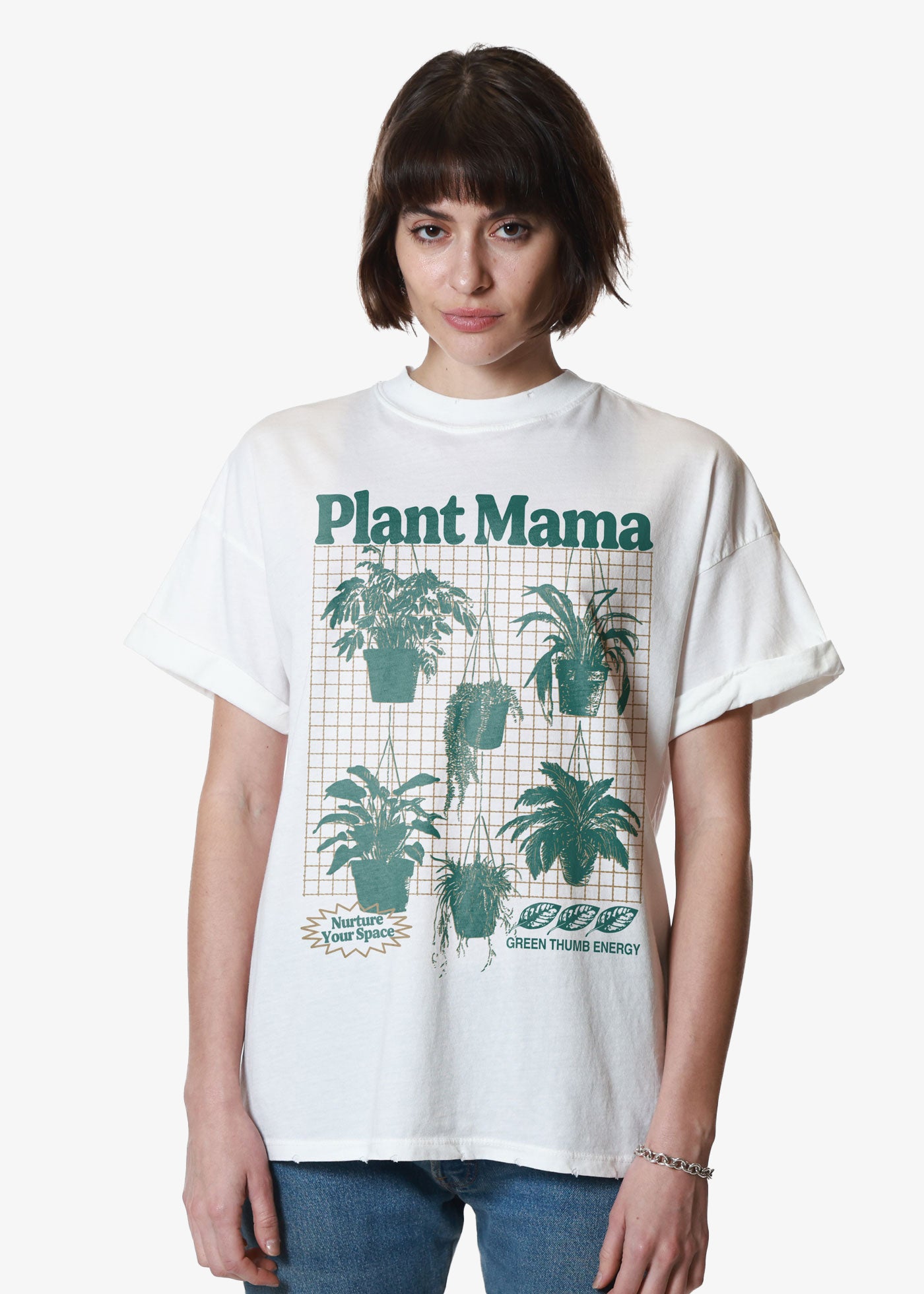 Plant Mama Vintage White Boyfriend Tee