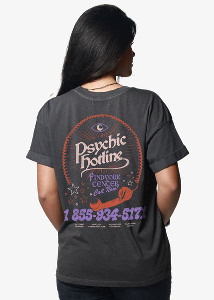 Psychic Hotline Vintage Black Boyfriend Tee
