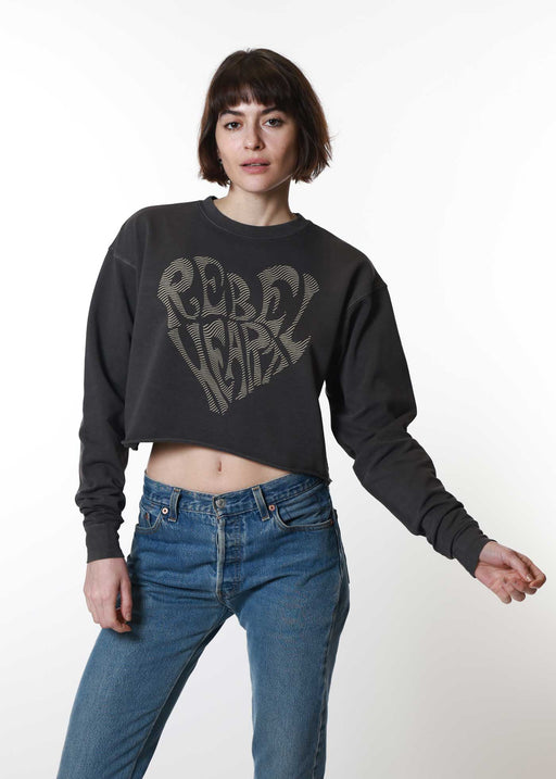 Rebel Heart Faded Black Cropped Sweatshirt