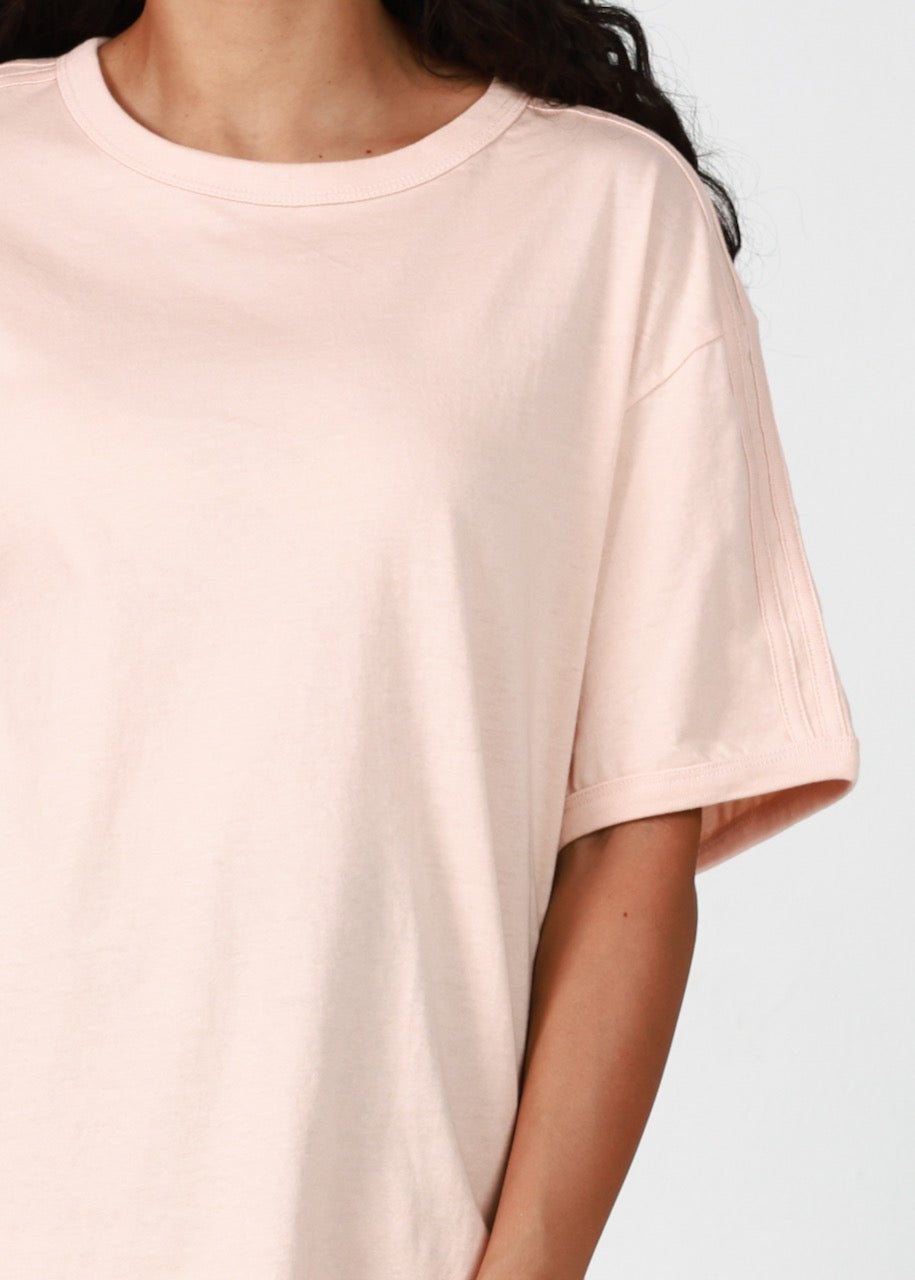 Peach Relaxed Fit Two Stripe Ringer Tee