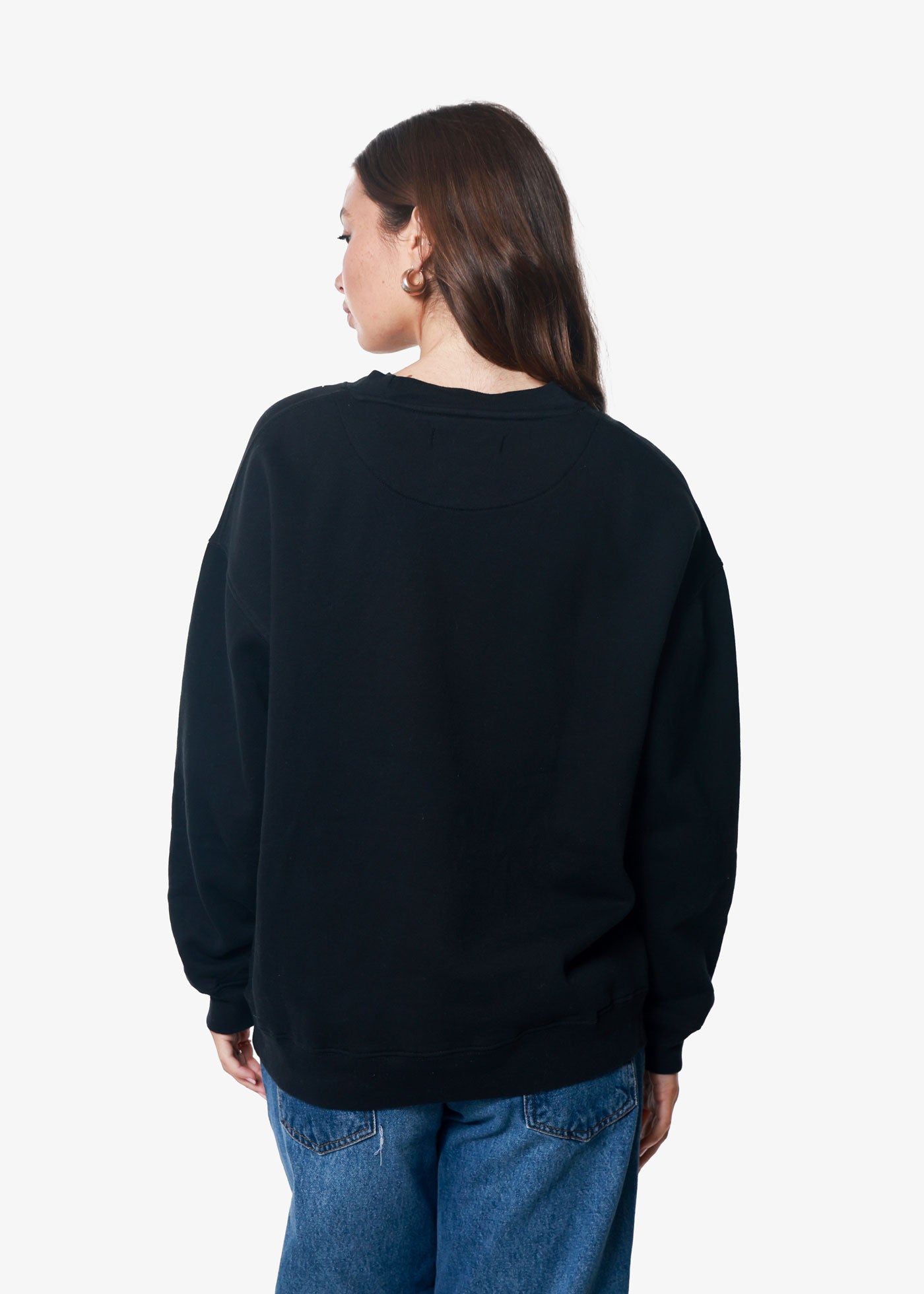 Rose Stencil Oversized Black Crewneck Sweatshirt