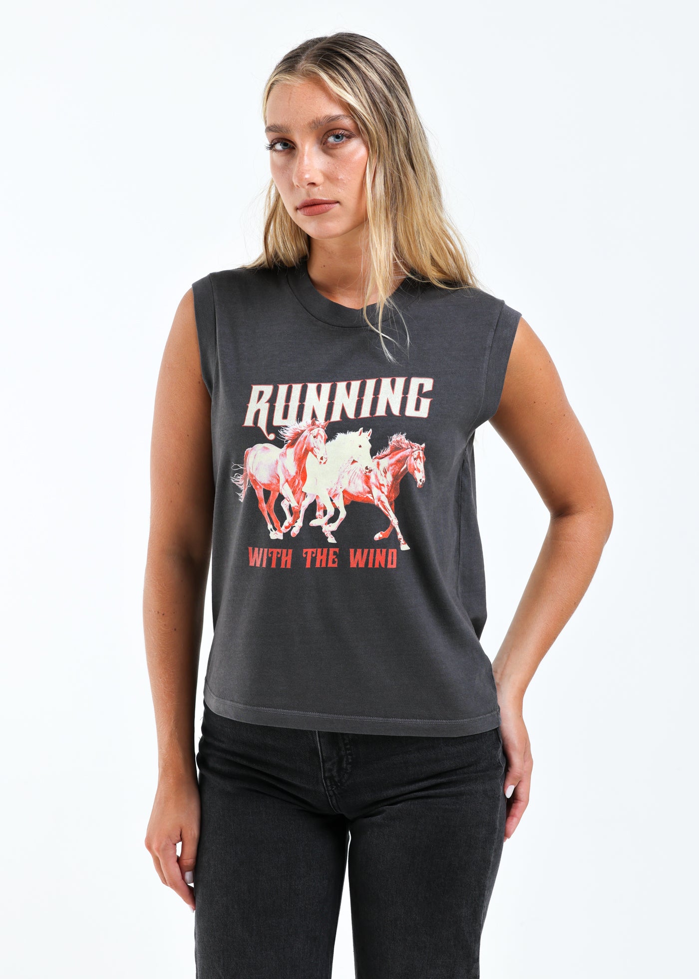 Running With The Wind Vintage Black Moto Tee