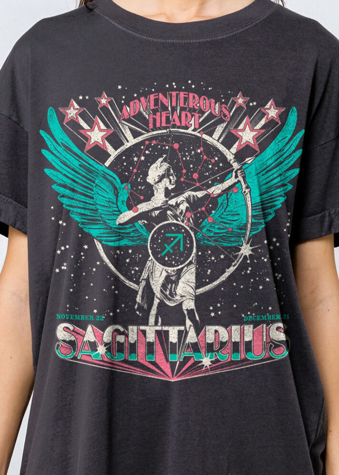 Sagittarius Zodiac Reunion Tour Vintage Black Boyfriend Tee