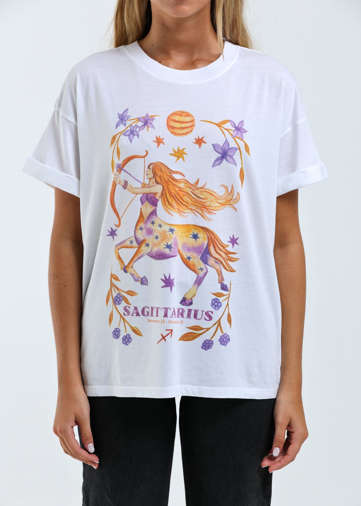 Sagittarius Cosmic Zodiac Vintage Boyfriend Tee
