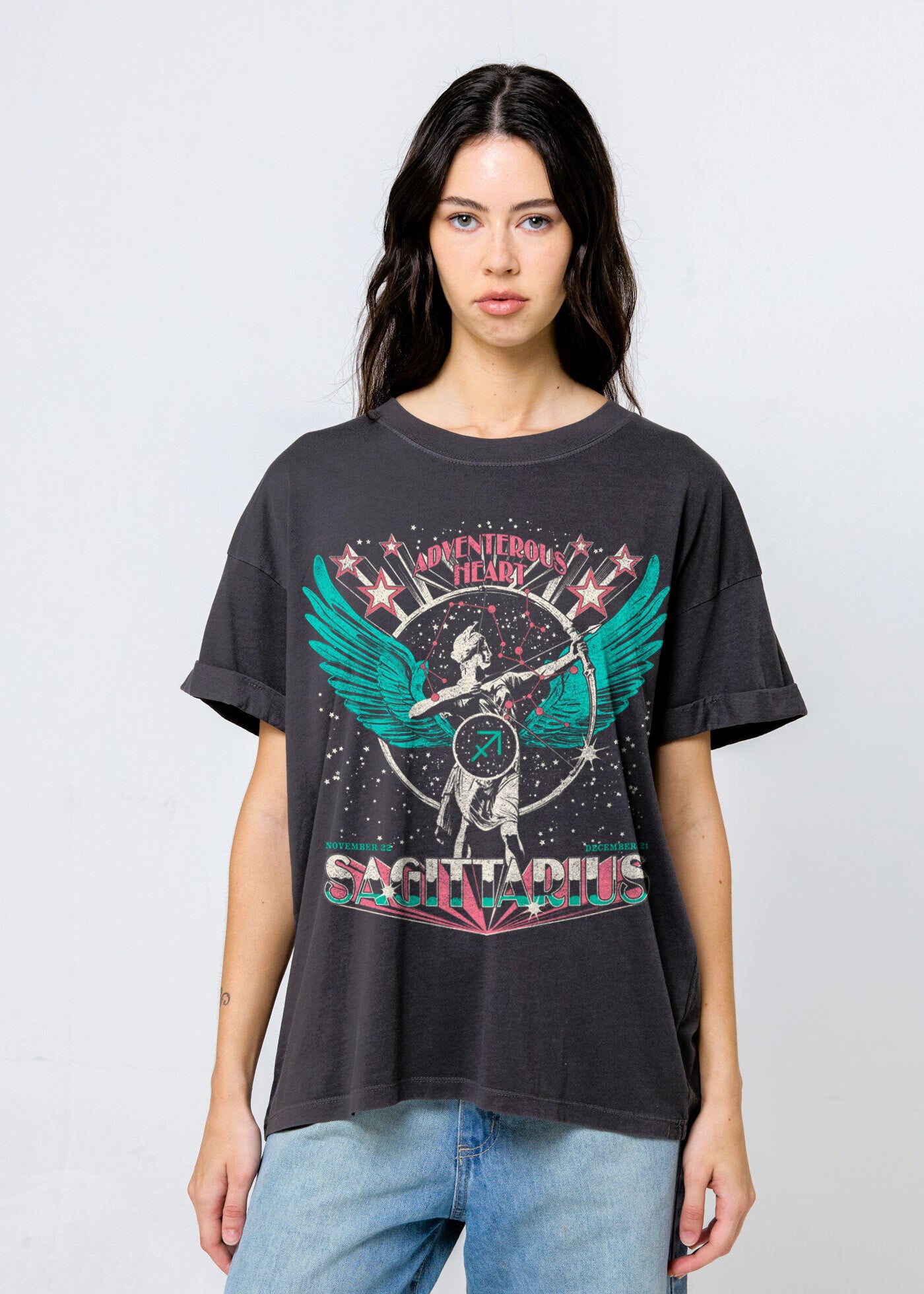Sagittarius Zodiac Reunion Tour Vintage Black Boyfriend Tee