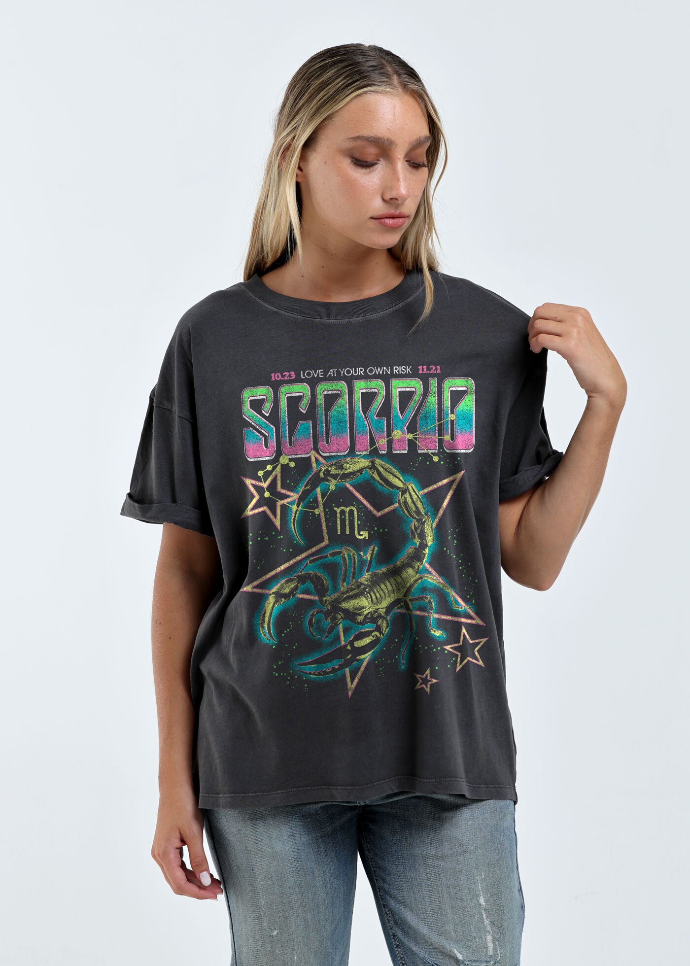 Scorpio Zodiac Reunion Tour Vintage Black Boyfriend Tee