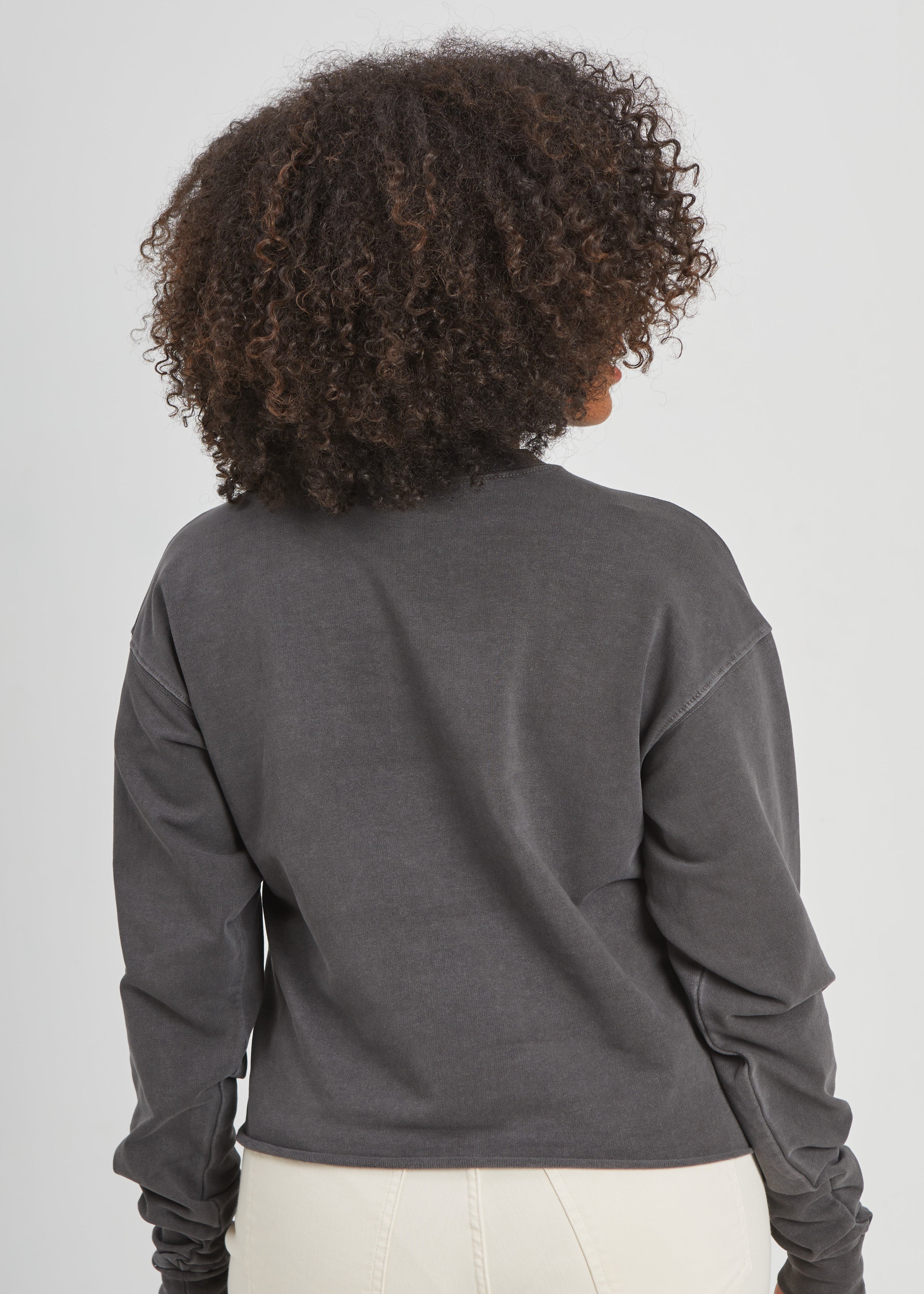 Smell the Flowers Vintage Black Cropped Sweatshirt
