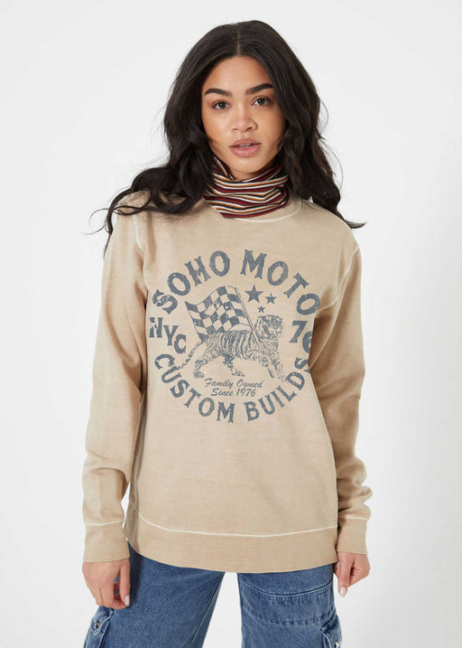 Soho Moto Sand Pullover Sweatshirt