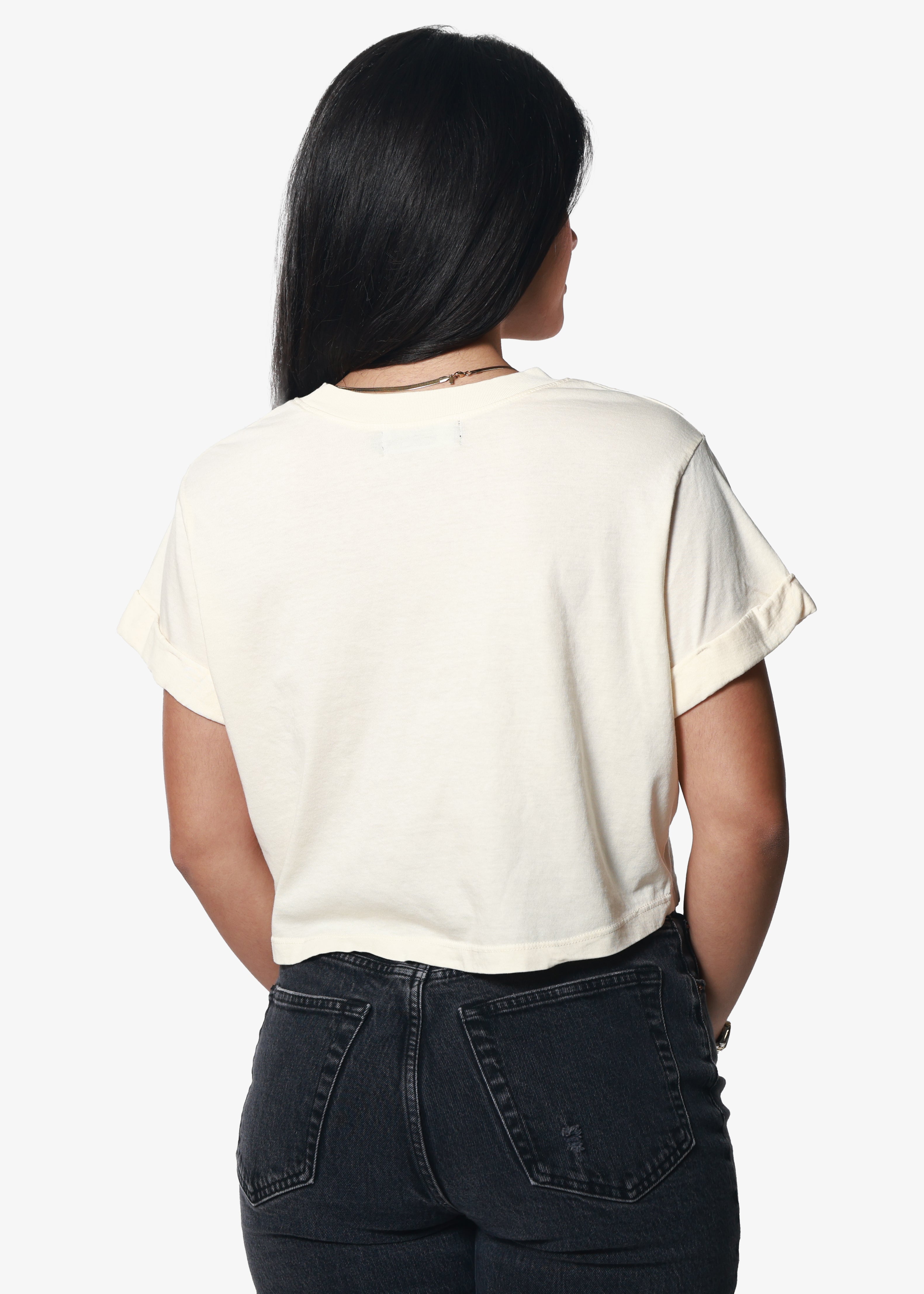 Summer Vase Off White Cropped Boyfriend Tee