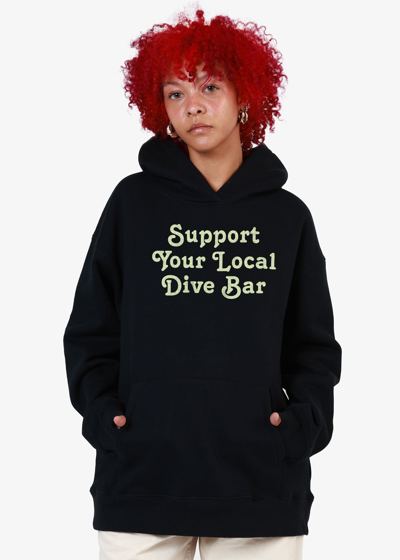 Support Your Local DIve Oversized Black Hoodie