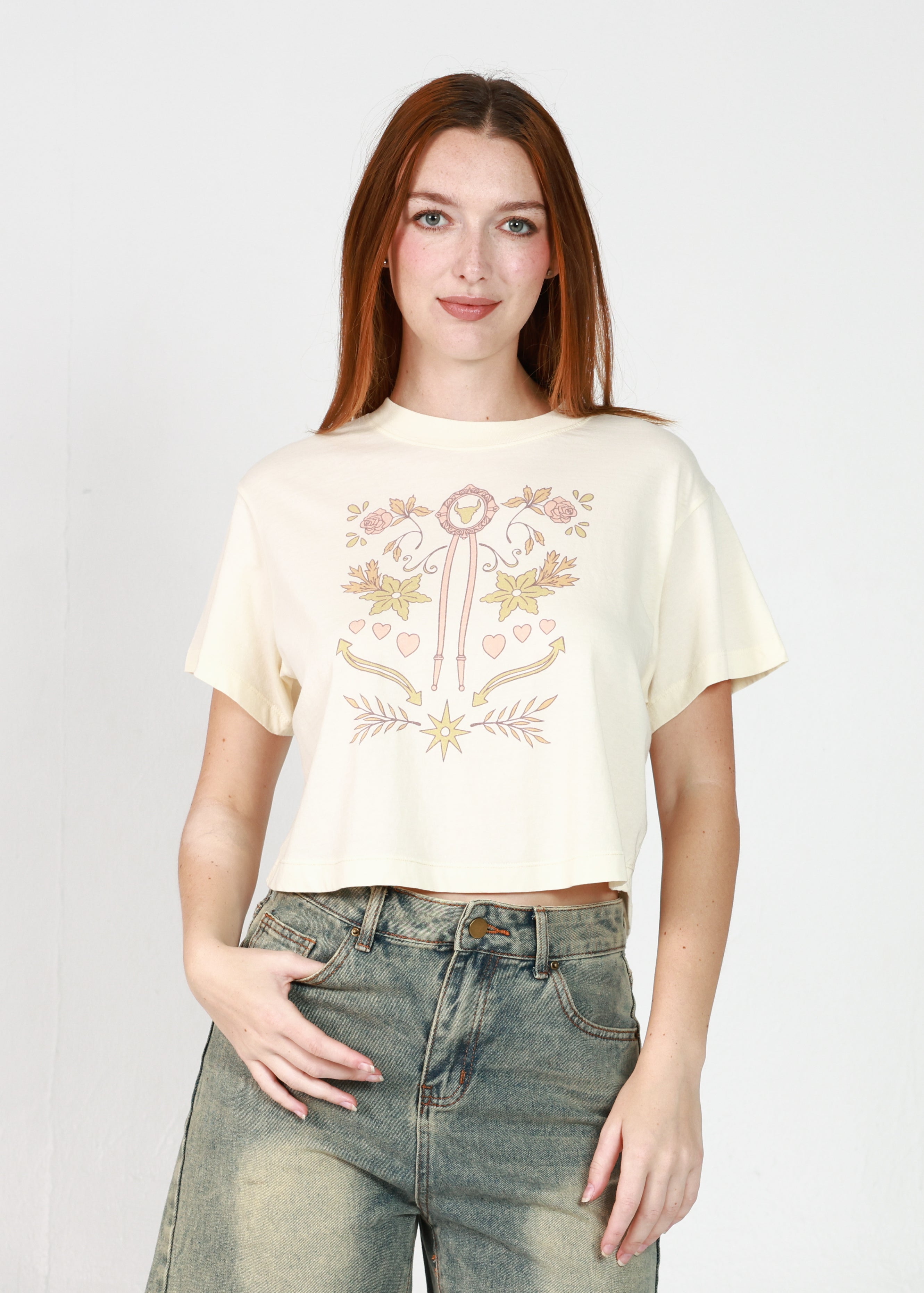 Sweetheart of the Rodeo Off White Oversized Crop Tee