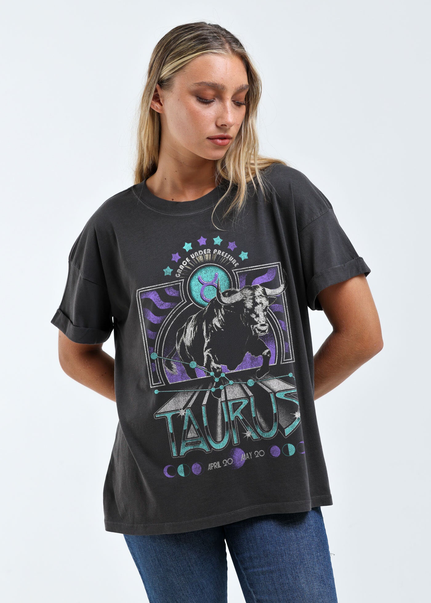 Taurus Zodiac Reunion Tour Vintage Black Boyfriend Tee